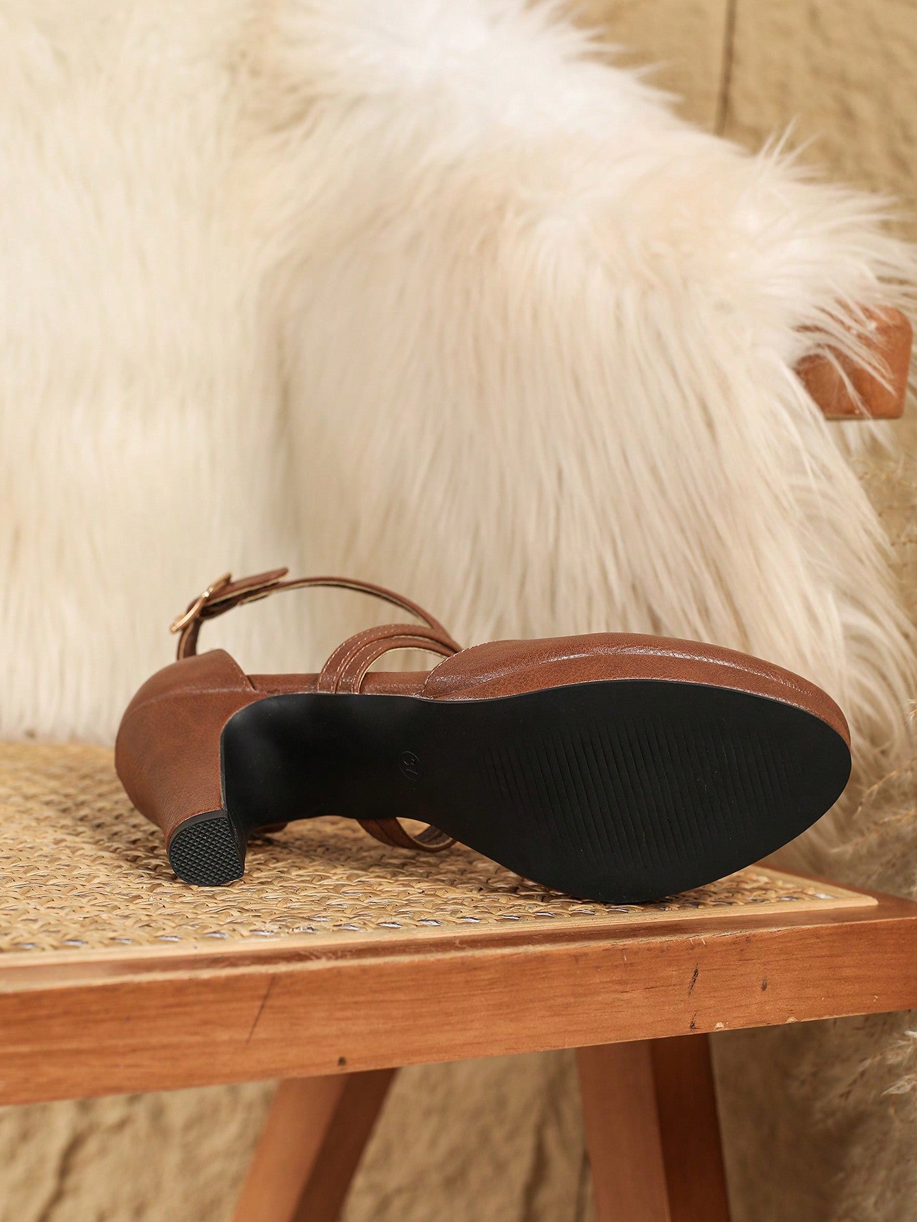 Women's Elegant Mary Jane Pumps With Criss-Cross Straps, Hollow Out Design, Fashionable Sexy Chunky High Heel Shoes, Brown Colour, Suitable For Party, Latin Dance And Other Occasions