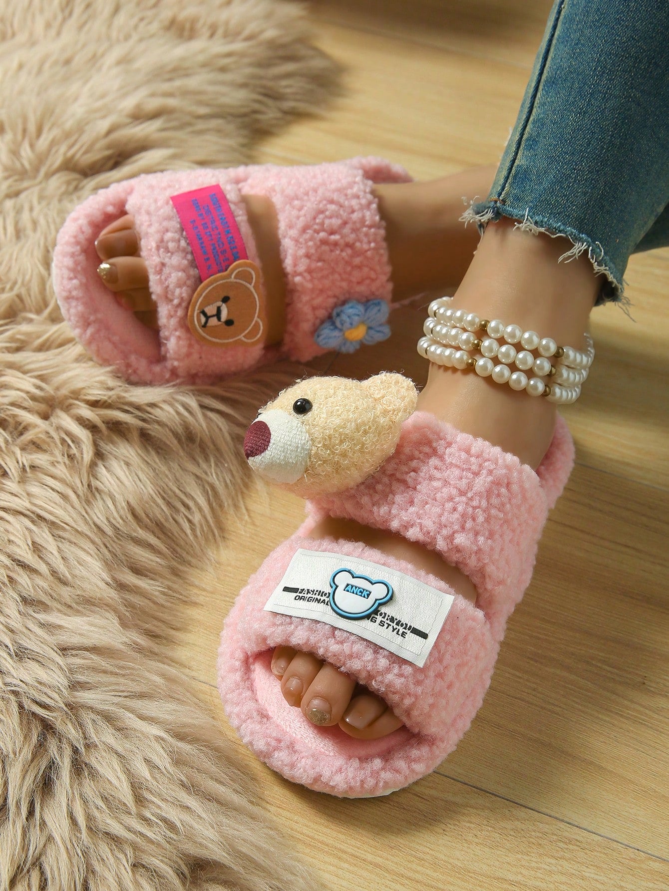 Women's Home Plush Slippers Animal Slippers Bear Slippers Black Slippers Cute Slippers Fashion Slippers EVA Thin Bottom Slippers Lightweight Slippers Soft Bottom Slippers Mute Slippers Wooden Floor Slippers Bedroom Slippers Indoor Slippers Household Slip