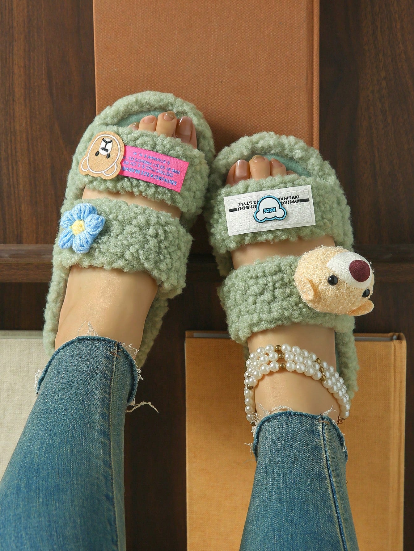 Women's Home Plush Slippers Animal Slippers Bear Slippers Black Slippers Cute Slippers Fashion Slippers EVA Thin Bottom Slippers Lightweight Slippers Soft Bottom Slippers Mute Slippers Wooden Floor Slippers Bedroom Slippers Indoor Slippers Household Slip