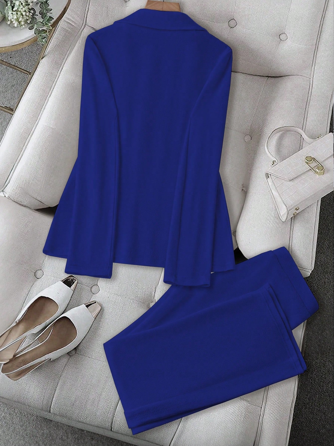 Raffinéa Women's Elegant Business Suit Set: Stand Collar Long Sleeve Jacket And Pants, For Commute