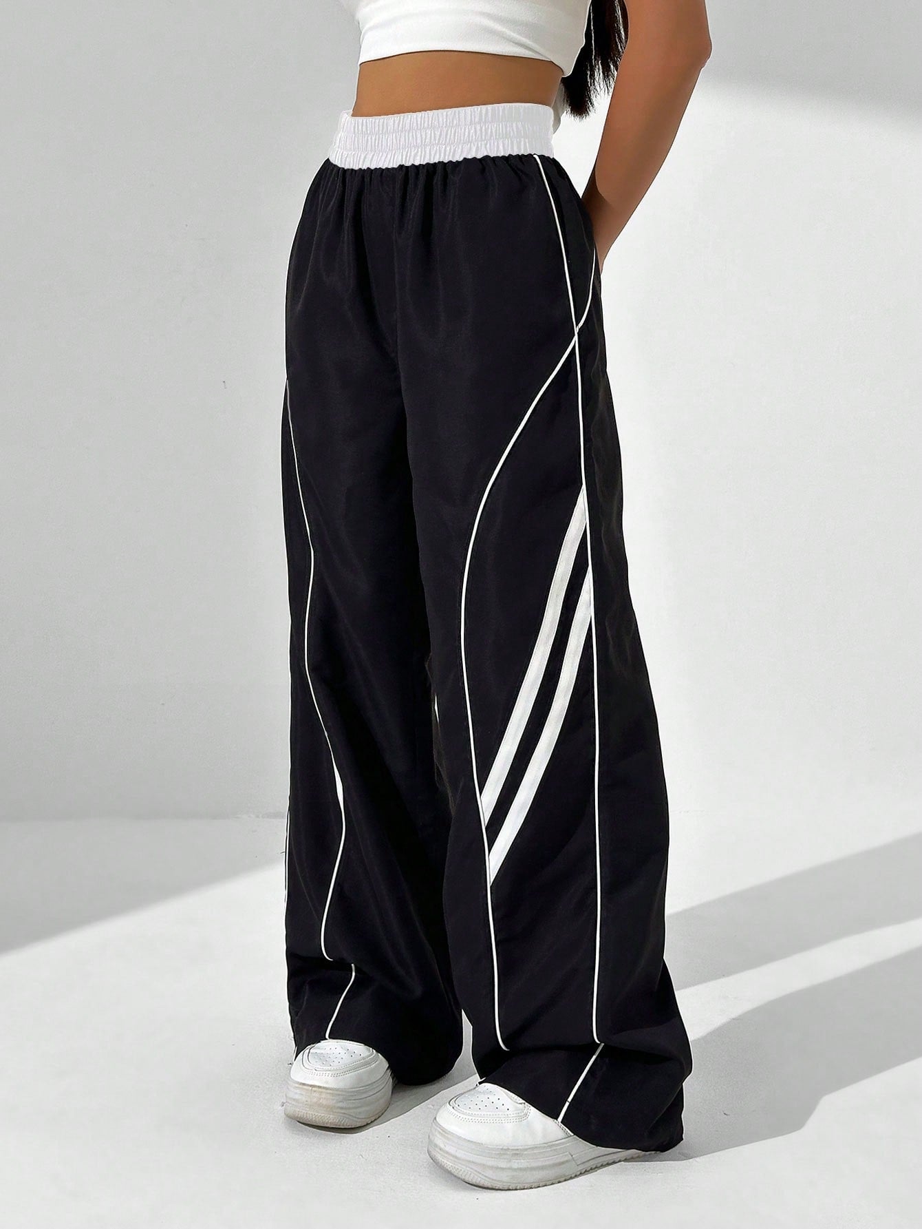 HypeZone Women's Casual Colorblock Patchwork Long Pants