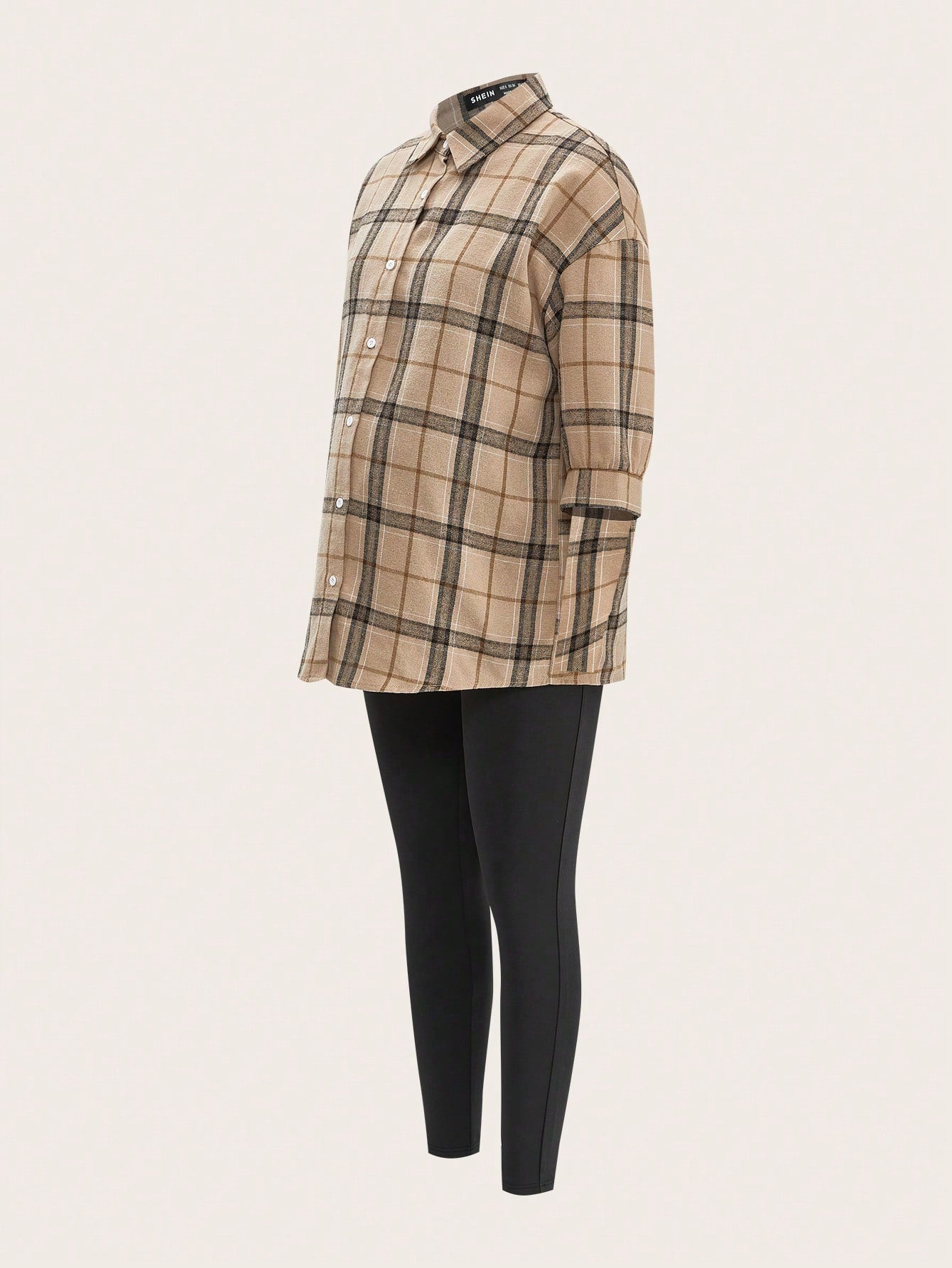 Modmama Maternity Women's Casual Light Sports Summer Outfit, Plaid Shirt 3pcs/Set