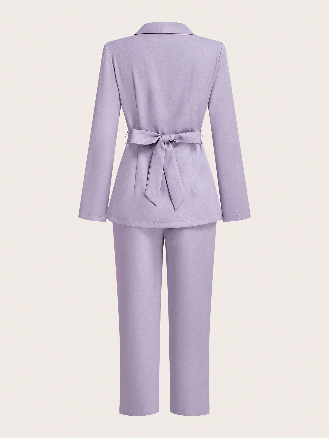 Modely Women Floral Applique Waistbelt Long Sleeve Jacket And Pant Elegant Suit Set