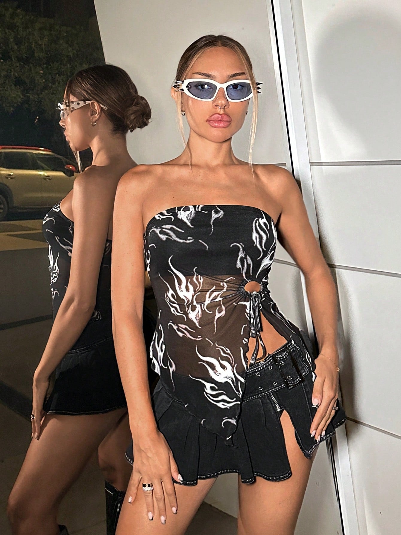 ICON Drawstring Side Asymmetrical Hem Tube Asymmetrical Top