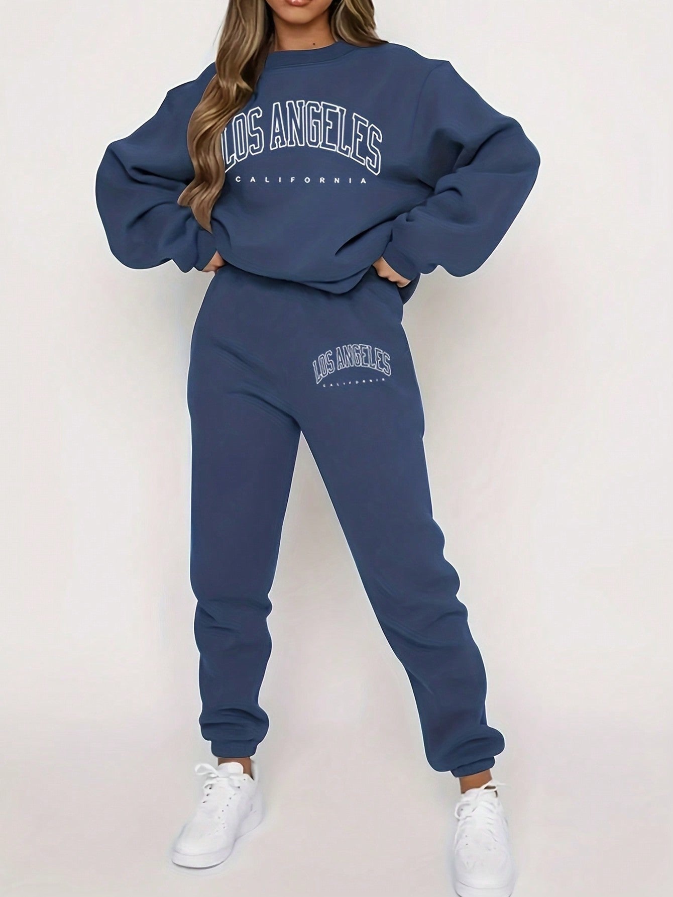 Letter Print Sweatshirt & Jogger Pants Set, Casual Sports Suit For Spring, Autumn & Winter