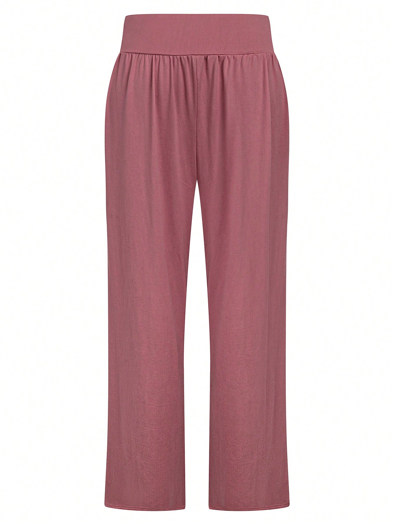 3pcs Plus Size Women Set, Knitted Wide Leg Pants In Pink, Gray & Black, Casual Outfits With Pockets, Autumn/Winter