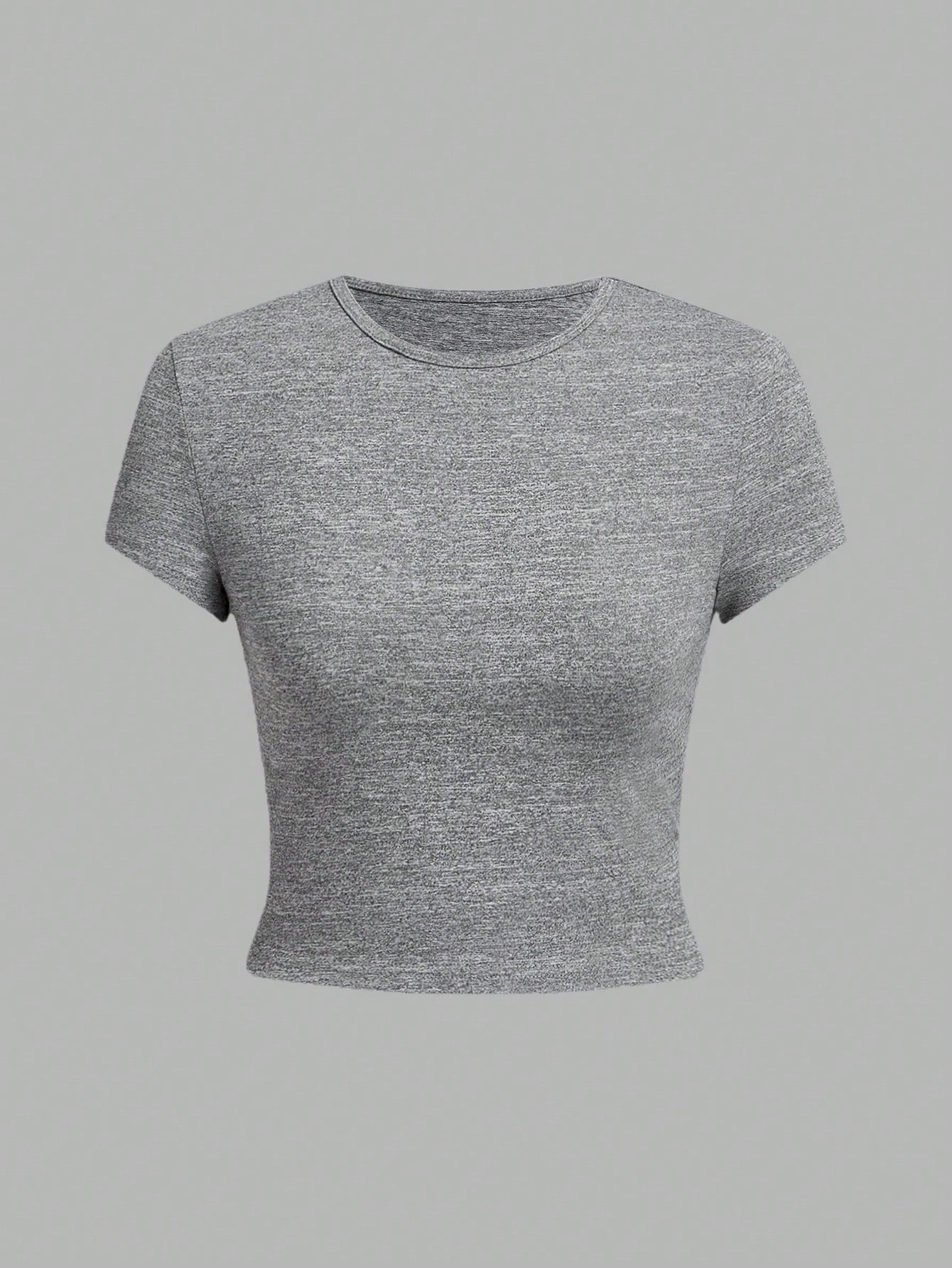 EZwear 4pcs/Pack Women Solid Color   Leopard Print Round Neck Short Sleeve T-Shirt