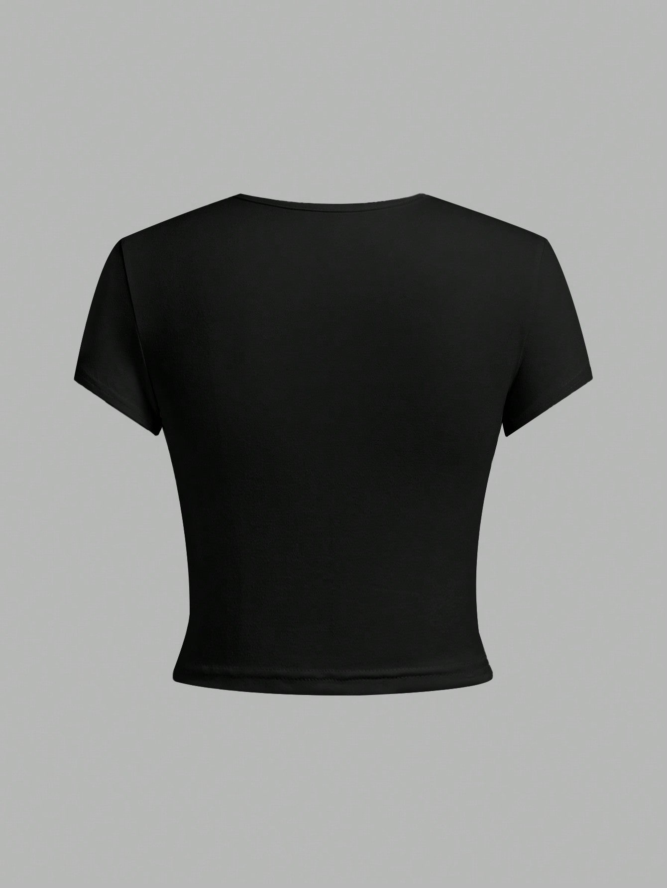 EZwear 4pcs/Pack Women Solid Color   Leopard Print Round Neck Short Sleeve T-Shirt