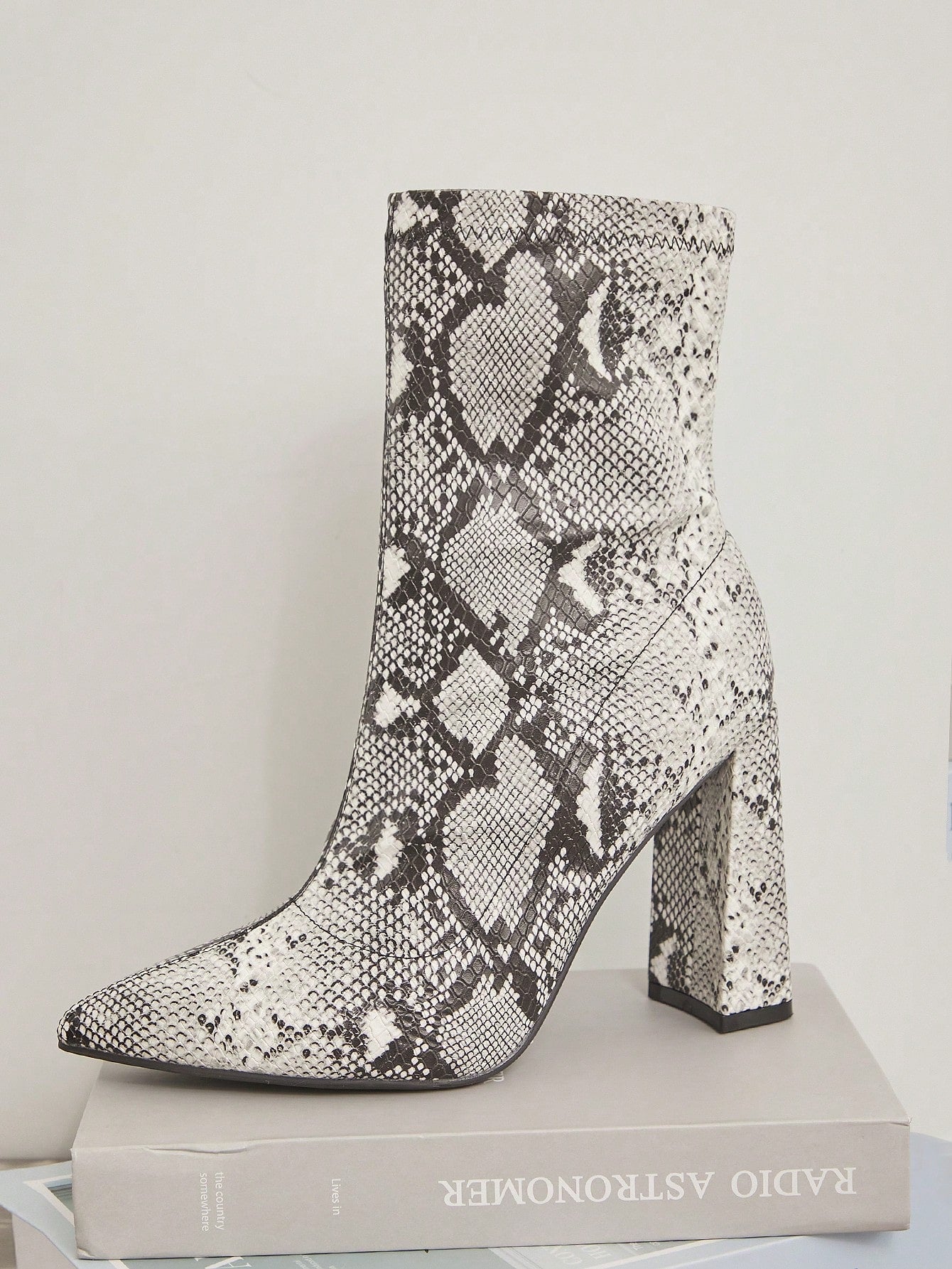 SHUZIA Snake Print Stretch PU Bootie With Tie On Top Of Counter Christmas Holiday Vacay Vibe For Fall And Winter New Year Holiday Valentine Gifts Summer Shoes