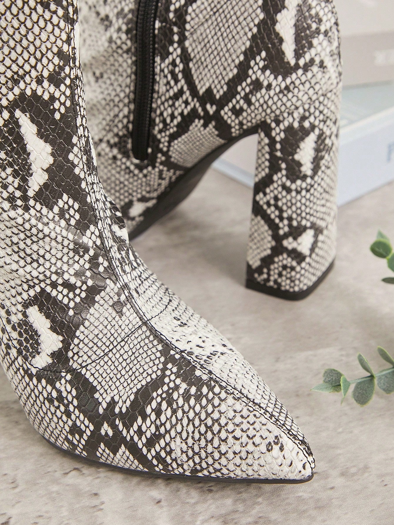 SHUZIA Snake Print Stretch PU Bootie With Tie On Top Of Counter Christmas Holiday Vacay Vibe For Fall And Winter New Year Holiday Valentine Gifts Summer Shoes