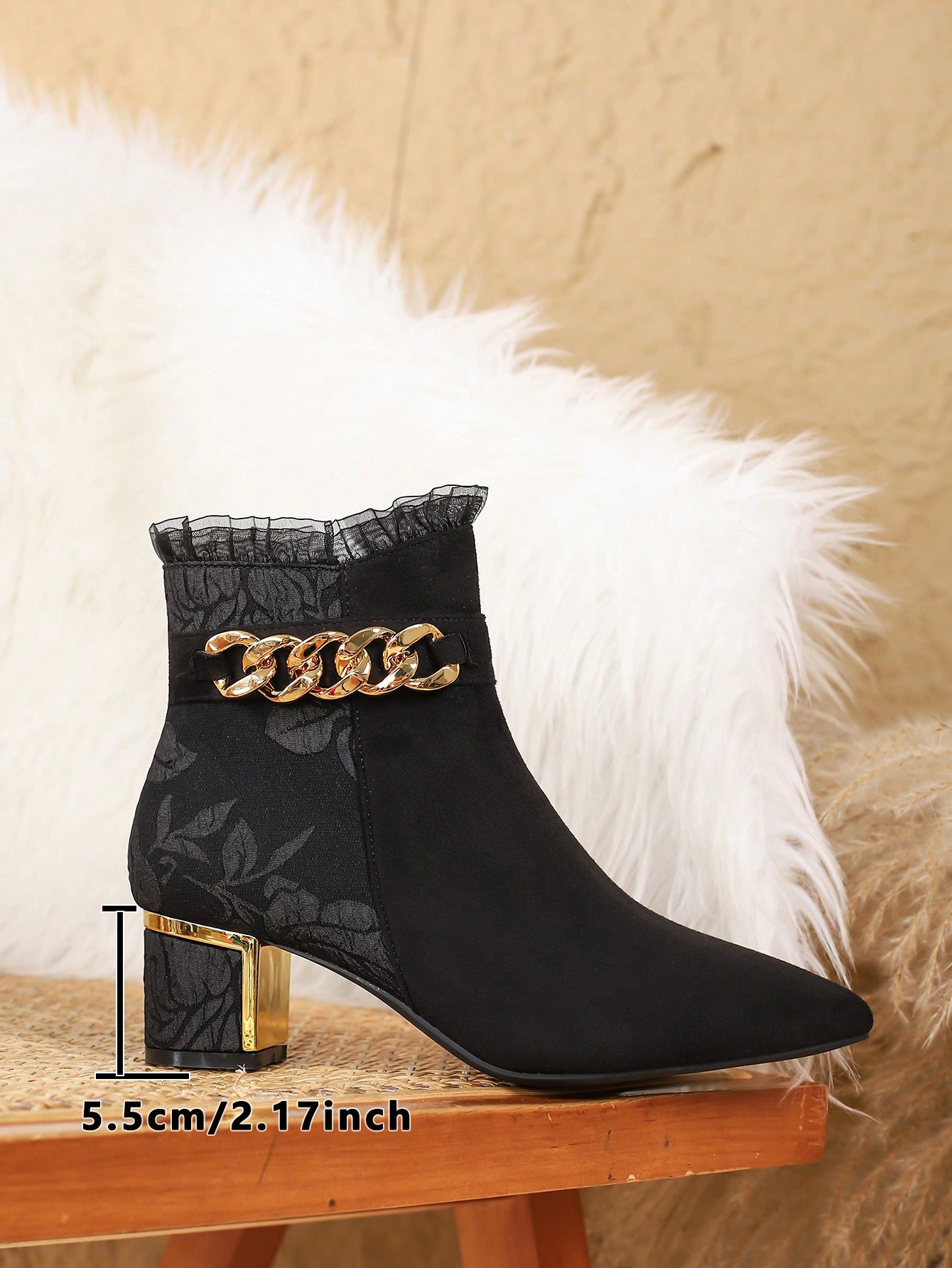 Fashionable Chunky Heel Boots, Lace Up Side Zipper Ankle Boots, Pointed Toe High Heel Booties
