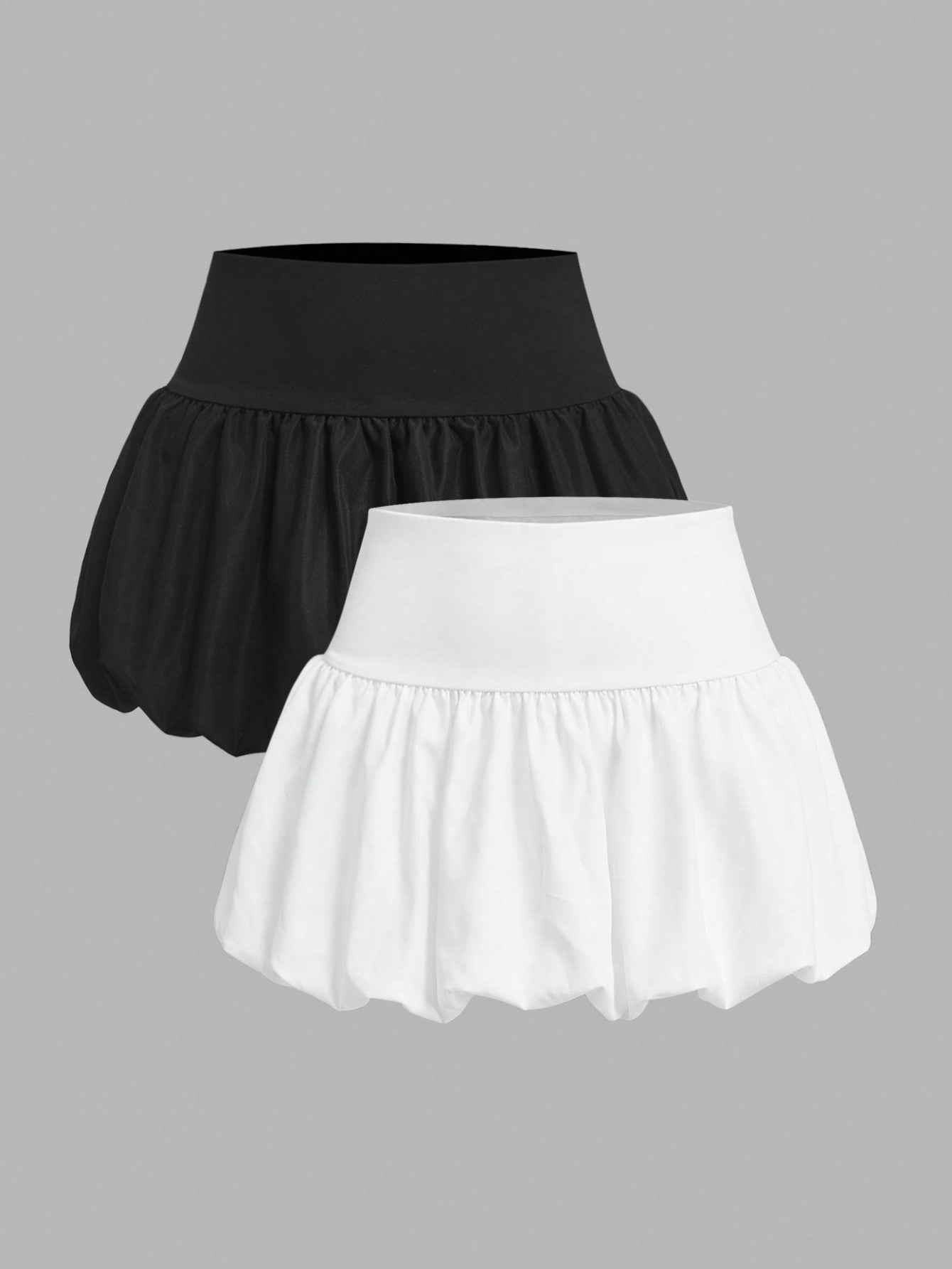 EZwear 2pcs Set Women Plain Floral Wrap A-Line Skirt