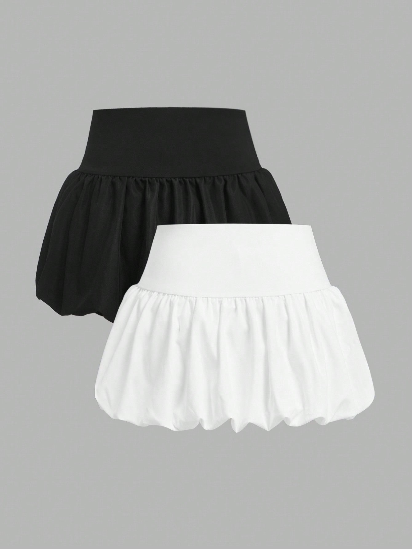 EZwear 2pcs Set Women Plain Floral Wrap A-Line Skirt