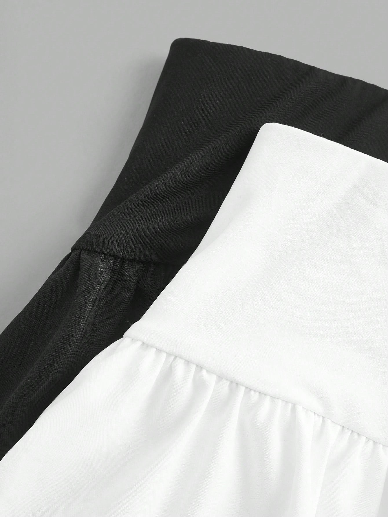 EZwear 2pcs Set Women Plain Floral Wrap A-Line Skirt