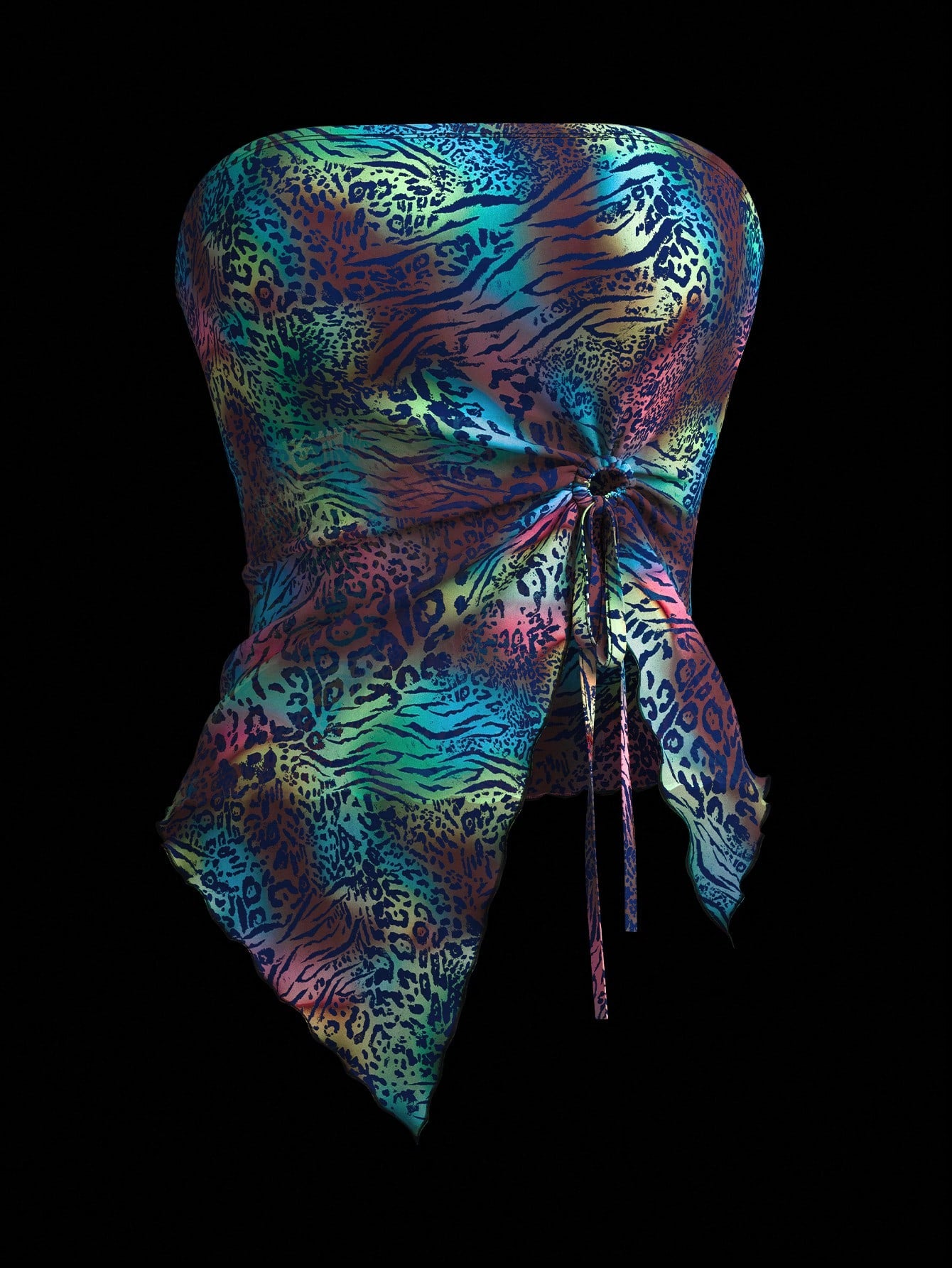 ICON Drawstring Side Asymmetrical Hem Tube Asymmetrical Top