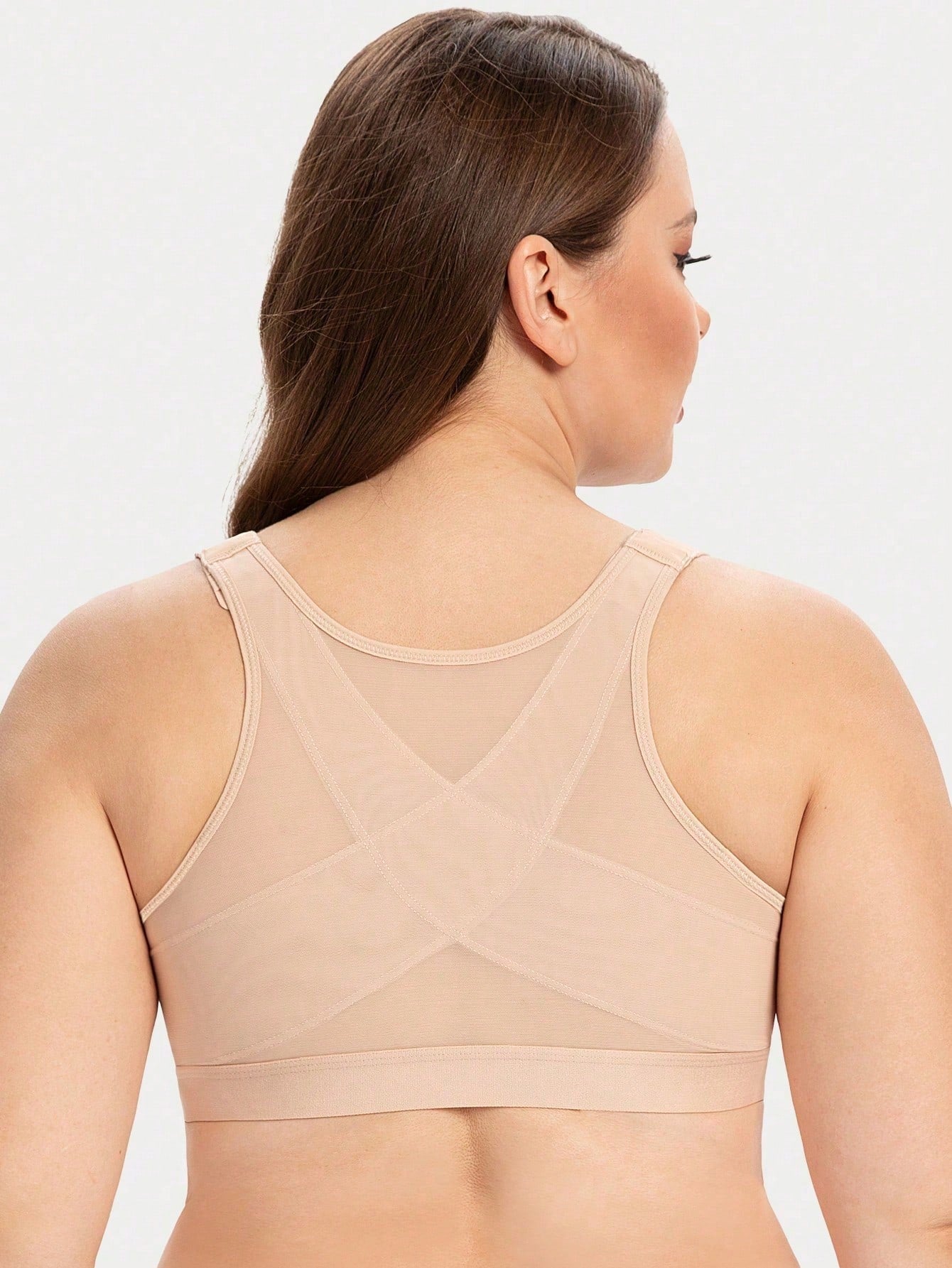 MELENECA MELENECA Women's Front Closure Wirefree Post Surgery Plus Size Back Support Posture Bra
