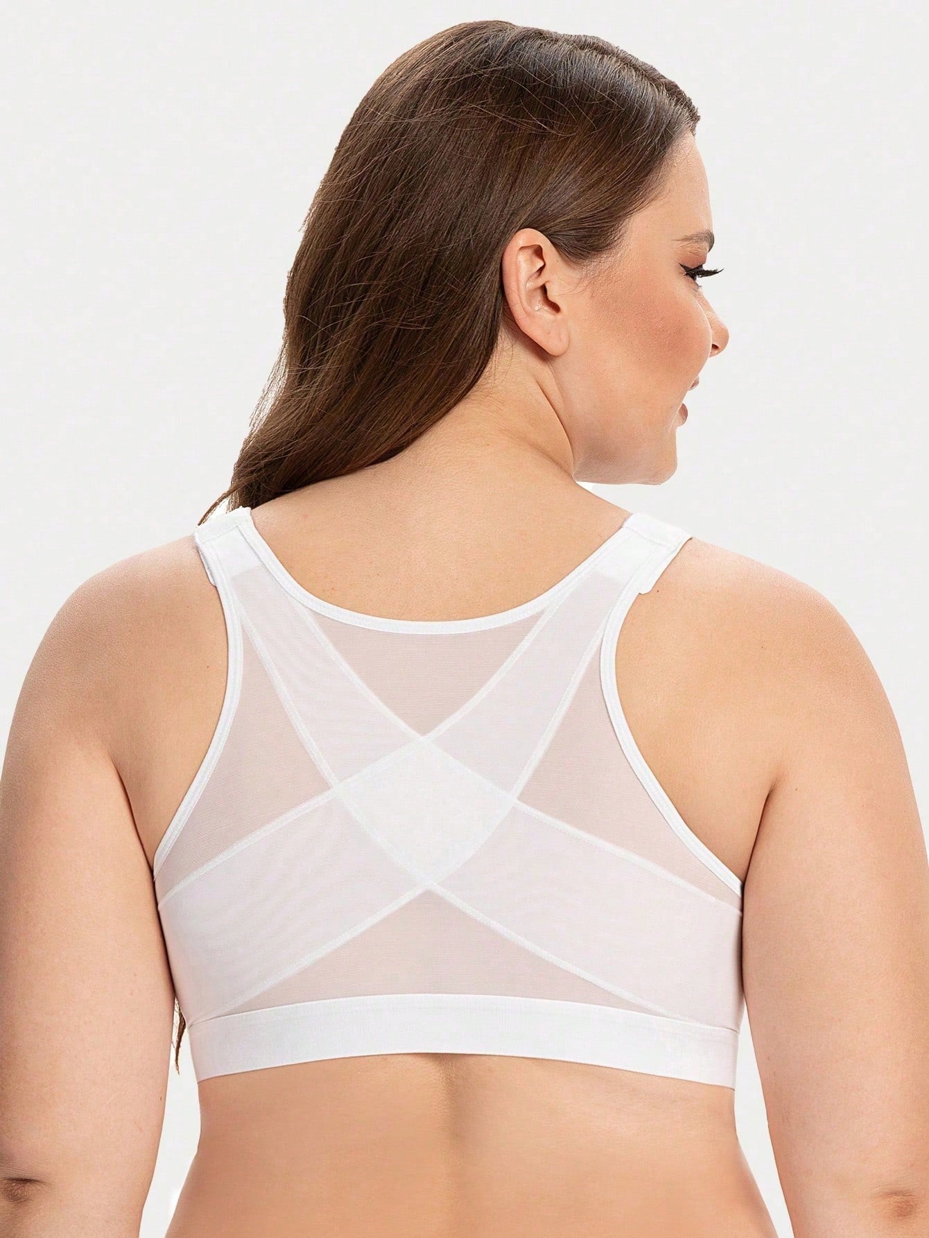 MELENECA MELENECA Women's Front Closure Wirefree Post Surgery Plus Size Back Support Posture Bra