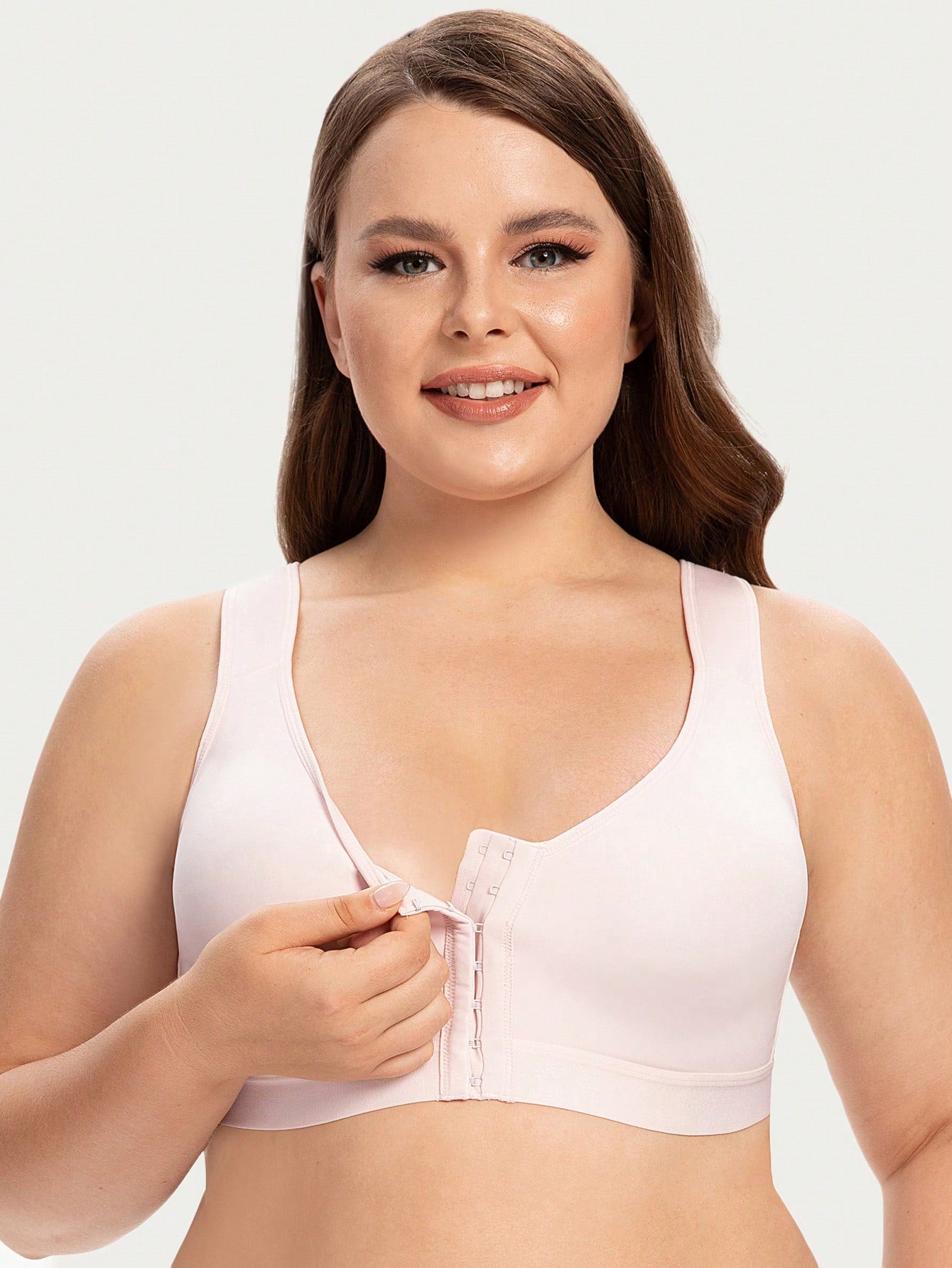 MELENECA MELENECA Women's Front Closure Wirefree Post Surgery Plus Size Back Support Posture Bra