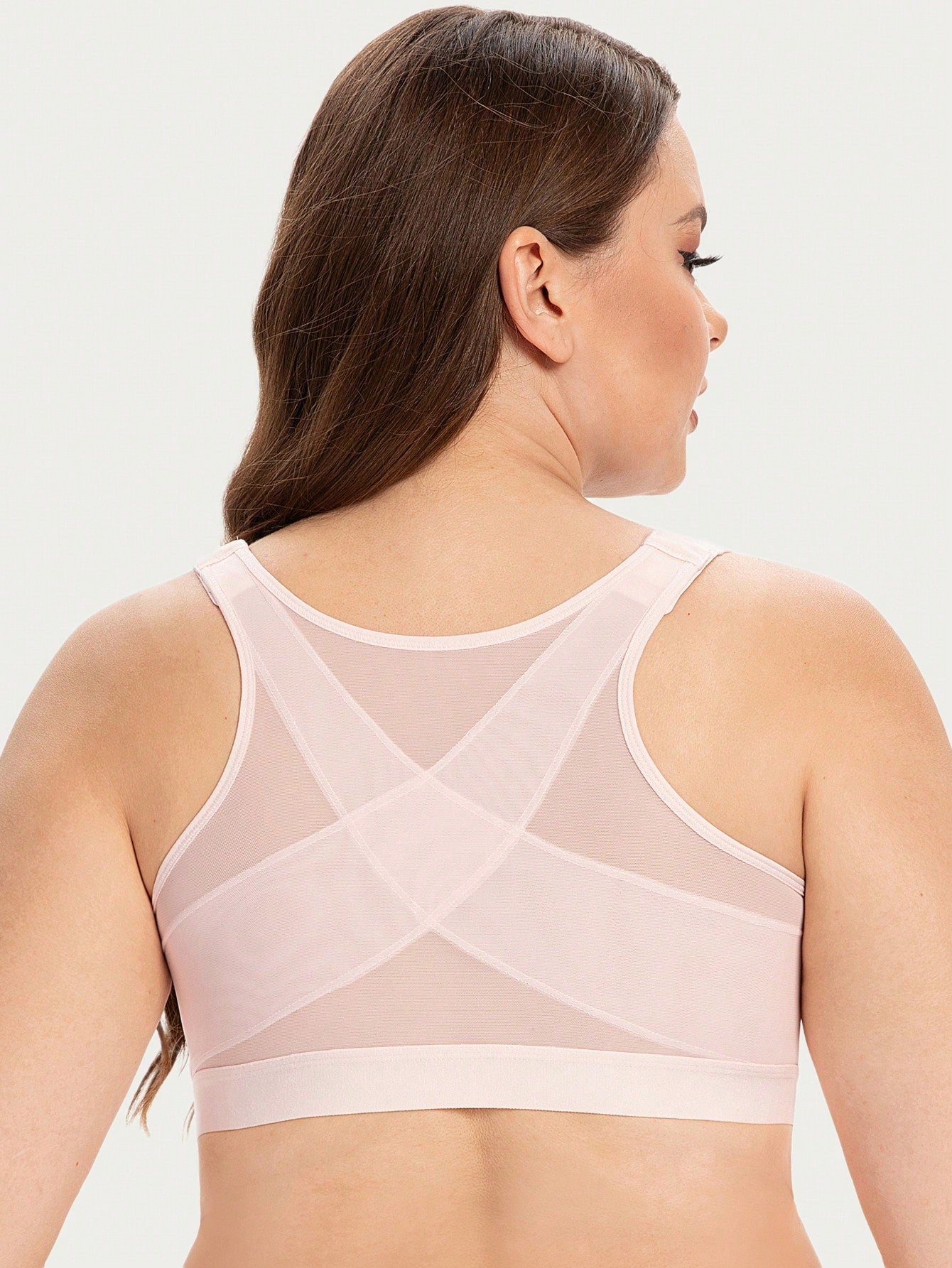 MELENECA MELENECA Women's Front Closure Wirefree Post Surgery Plus Size Back Support Posture Bra