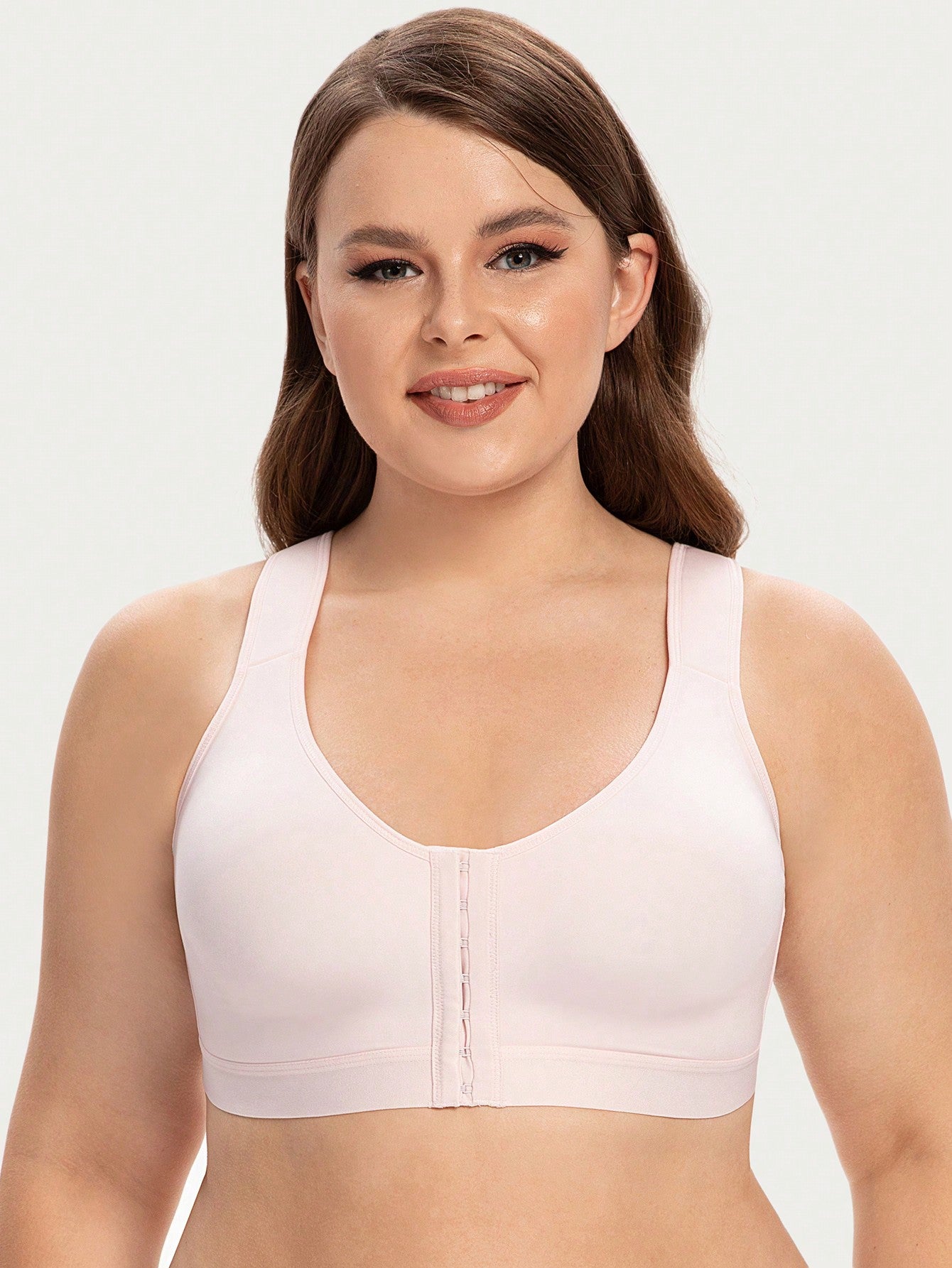 MELENECA MELENECA Women's Front Closure Wirefree Post Surgery Plus Size Back Support Posture Bra