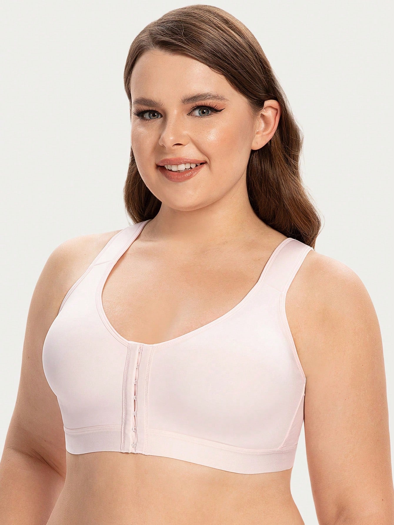 MELENECA MELENECA Women's Front Closure Wirefree Post Surgery Plus Size Back Support Posture Bra
