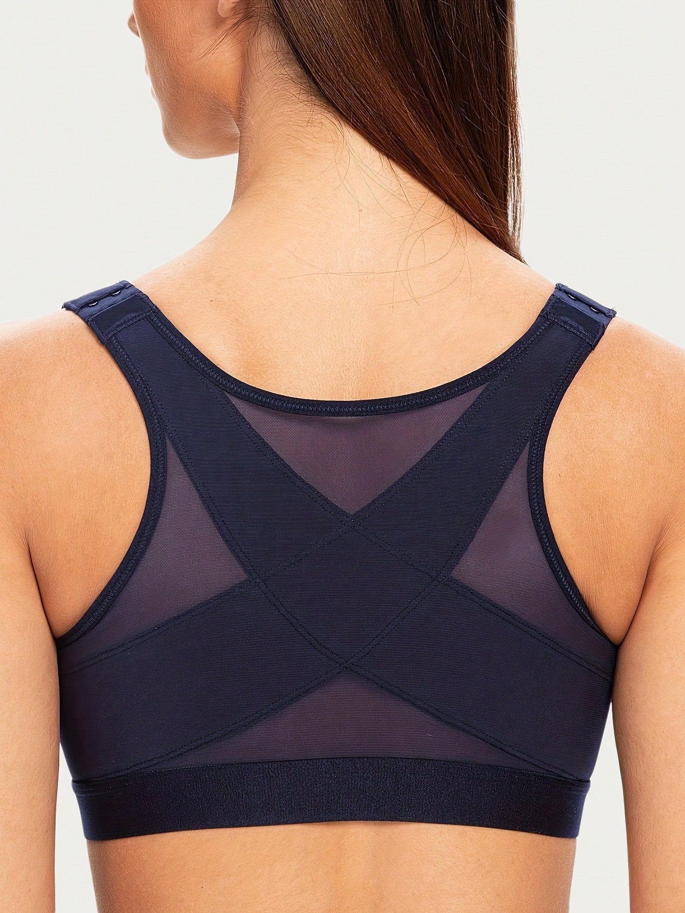 MELENECA MELENECA Women's Front Closure Wirefree Post Surgery Plus Size Back Support Posture Bra