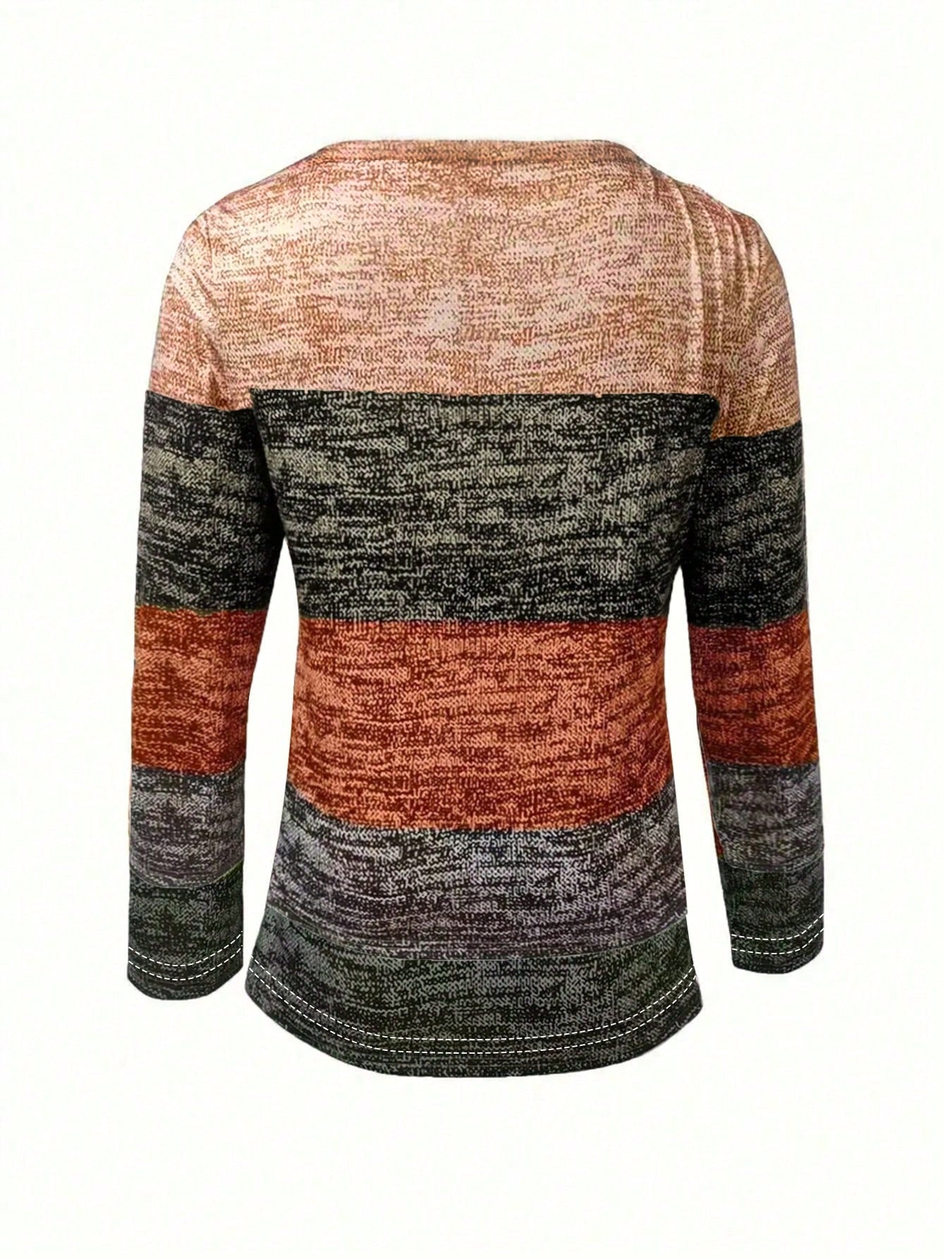 Casual Fashion Round Neck Contrast Striped Print T-Shirt Graphic Tees Women Tops