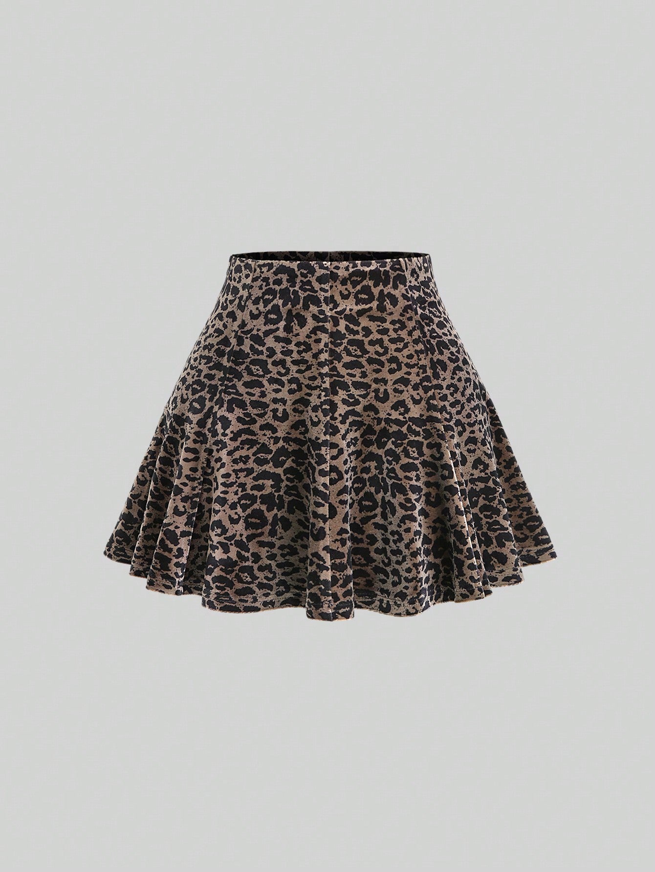 Sweetra Knit Velvet Casual Versatile All-Match Black With Leopard Print A-Line Comfortable Skirt Set For Women, Autumn/Winter Y2K Outfit 