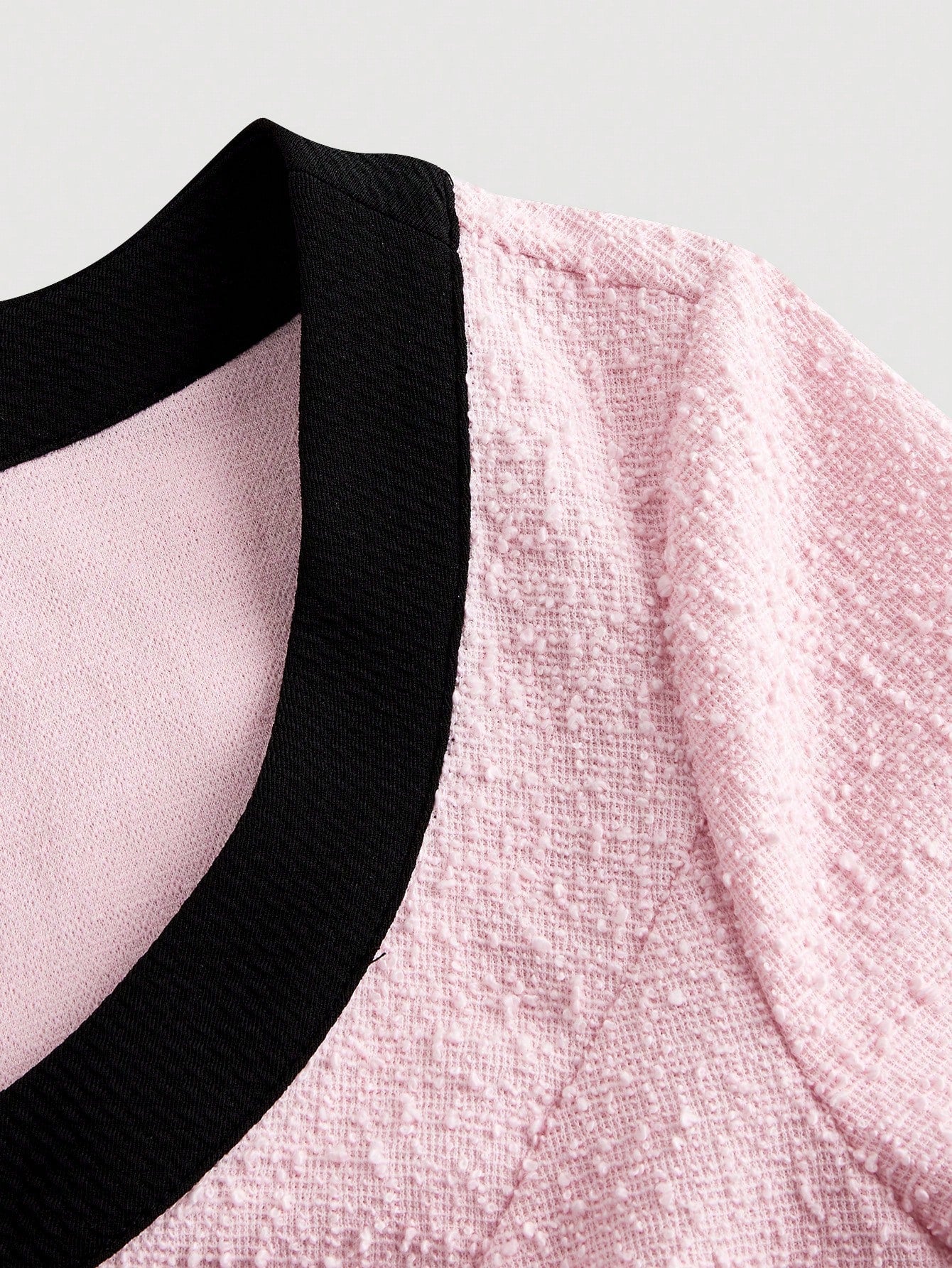 MOD Black & White Contrast Pleat Detail Fitted Long Sleeve Knit Dress