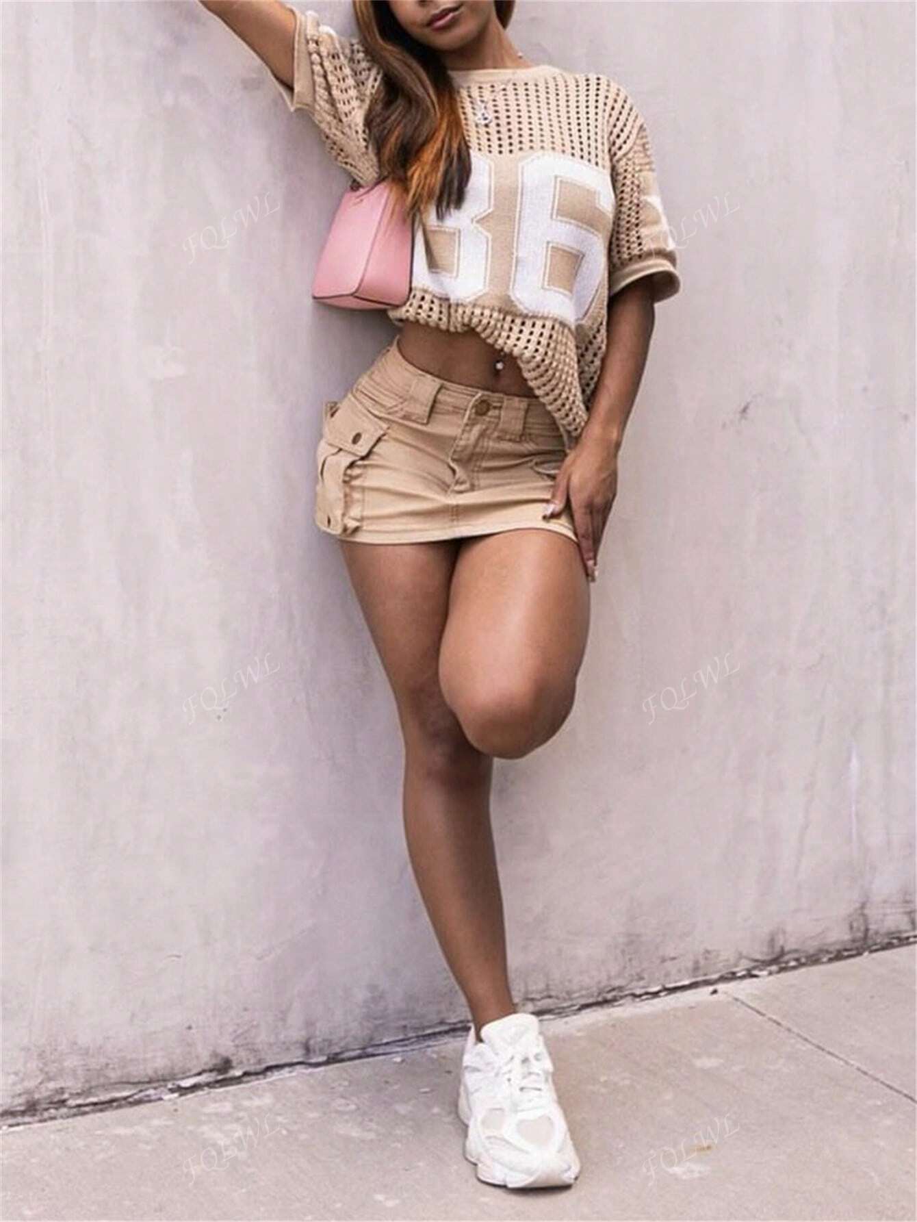 Summer Women's Casual Knitted Tops Street Mesh Breathable Round Neck Short-Sleeved Casual Knitted T-Shirt