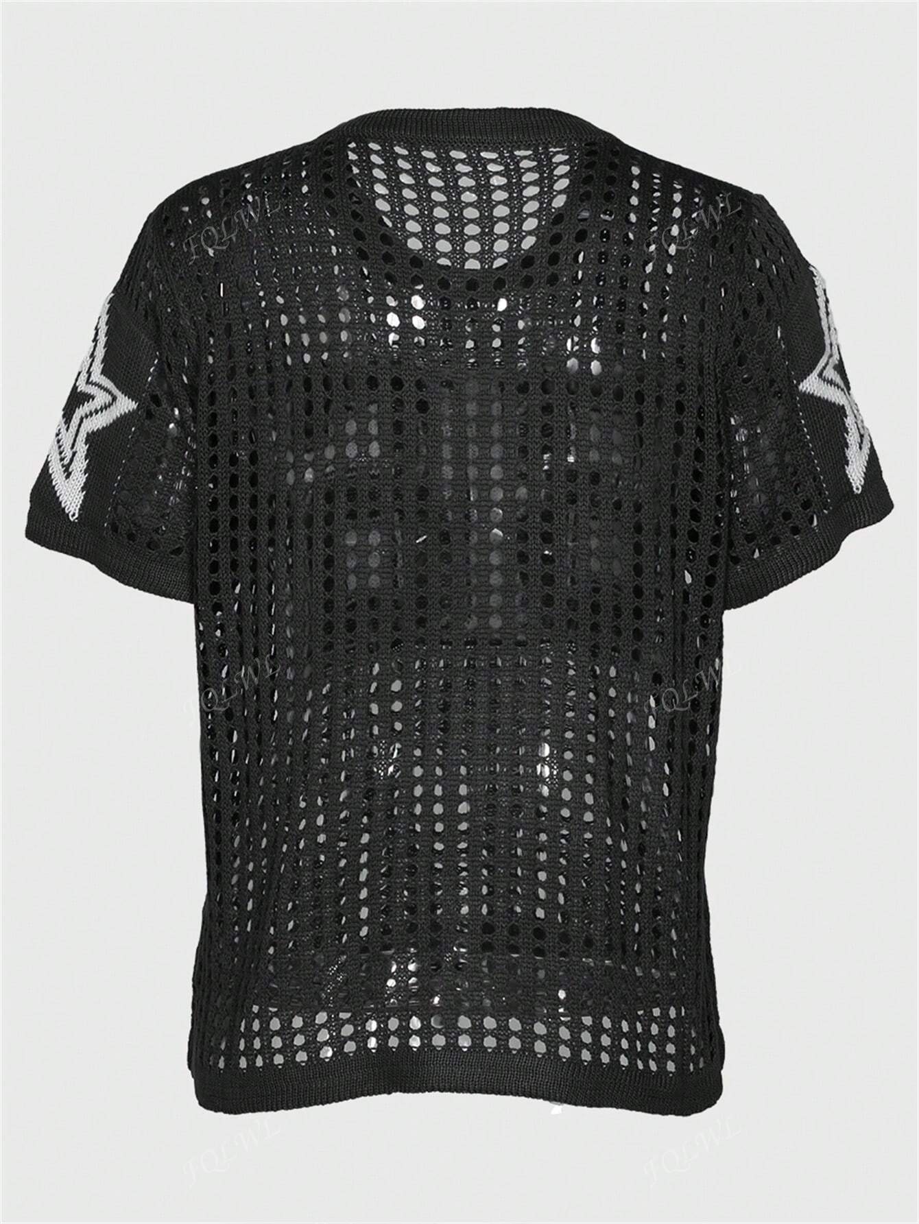 Summer Women's Casual Knitted Tops Street Mesh Breathable Round Neck Short-Sleeved Casual Knitted T-Shirt