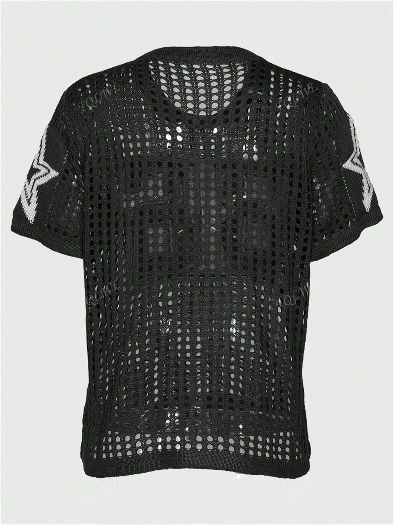 Summer Women's Casual Knitted Tops Street Mesh Breathable Round Neck Short-Sleeved Casual Knitted T-Shirt