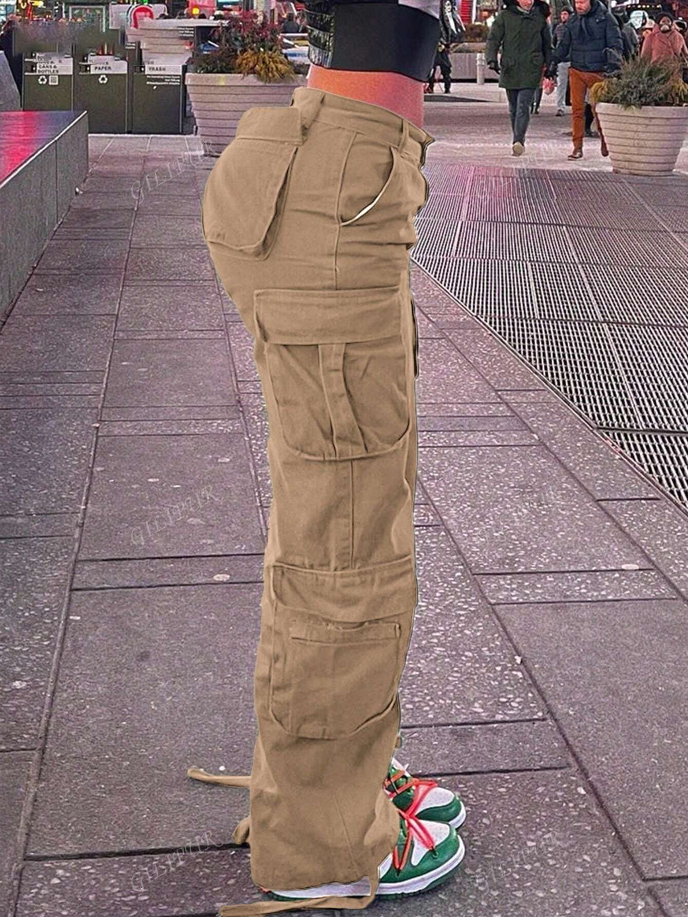 Straight Leg Loose Solid Color Casual Cargo Pants For Women