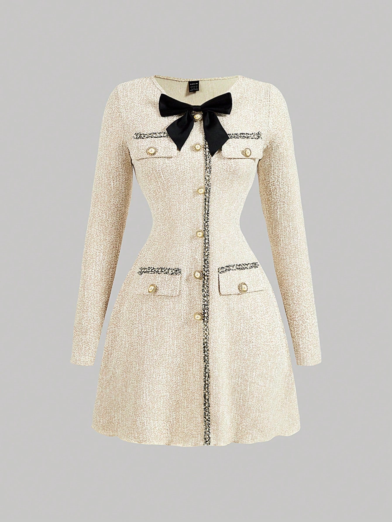 MOD Front Bow Decoration, Small Fragrant Apricot Color, Party Dress, Elegant Dress, Party Dress, Winter Dress, New Years Dress, Thanksgiving Dress,Holiday Dress