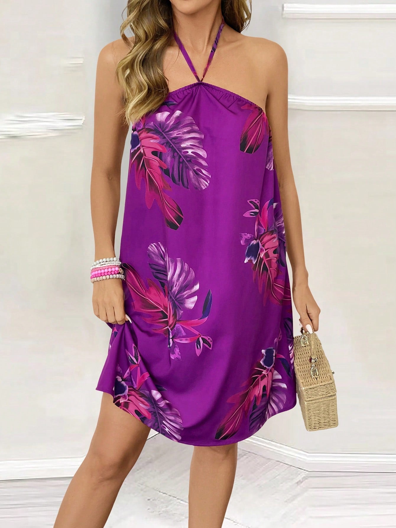 Relaxiva Women Fashionable Summer Halter Neck Sleeveless Dress