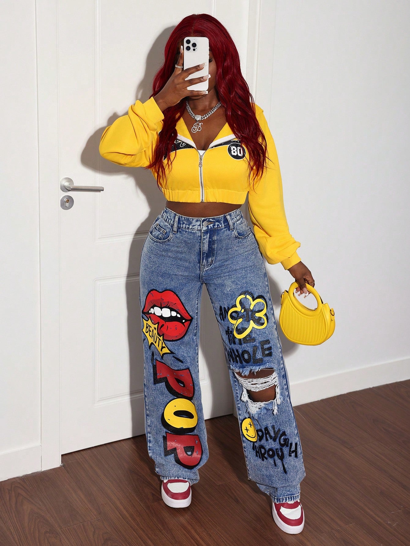 Slayr Women's Jeans Graffiti Straight Legs Y2k Jeans Street Fashion Denim Jeans Low Rise Baggy Jeans Women Pants