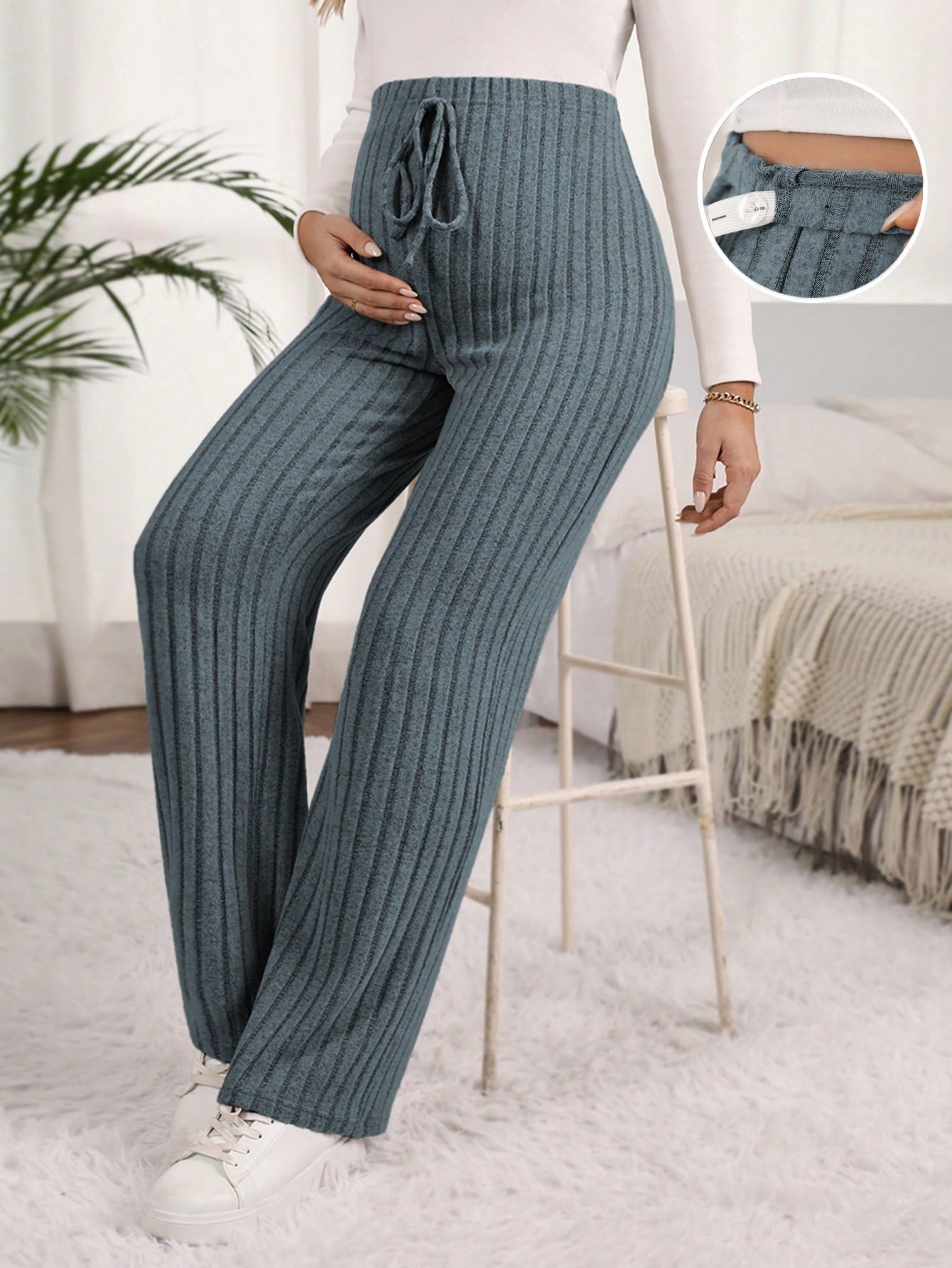 Maternity High Waisted Ribbed Pants
