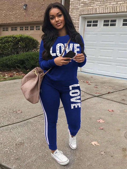 Women's Casual Letter Print Thickened Sports Suit