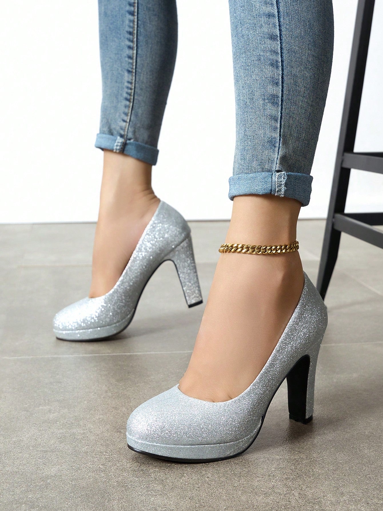 Women's Round Toe High Heel Platform Oxfords - Black, Stylish & Comfortable Platform Thick Heel Dress Shoes For Party, Christmas, Wedding, Dancing