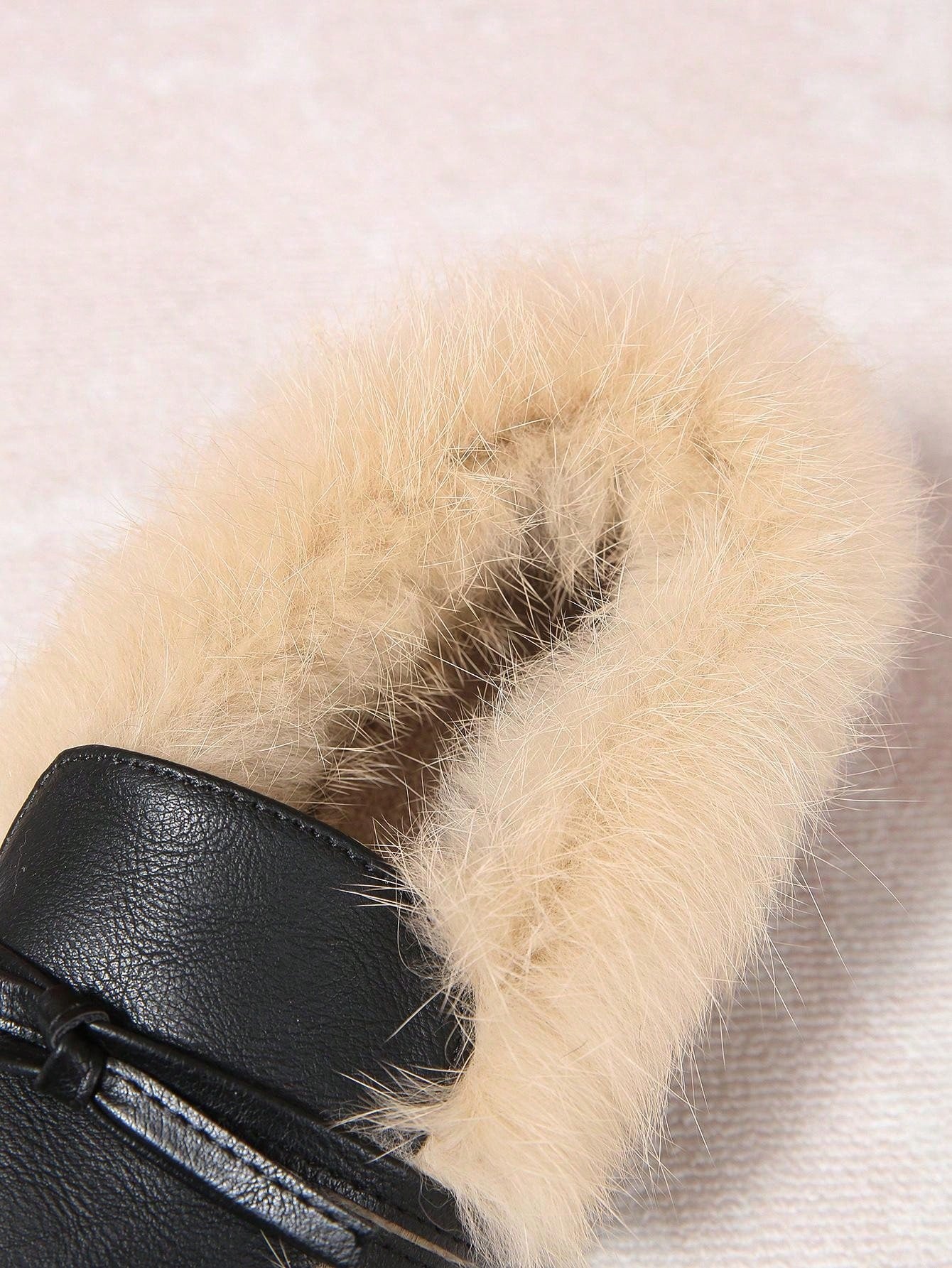 Fashionable Fluffy Flat Shoes, Fluffy Lining Warm Winter Casual Slip-On Shoes With Bow Decor, Pointed Toe, Rubber Sole For Outdoor/Daily Wear
