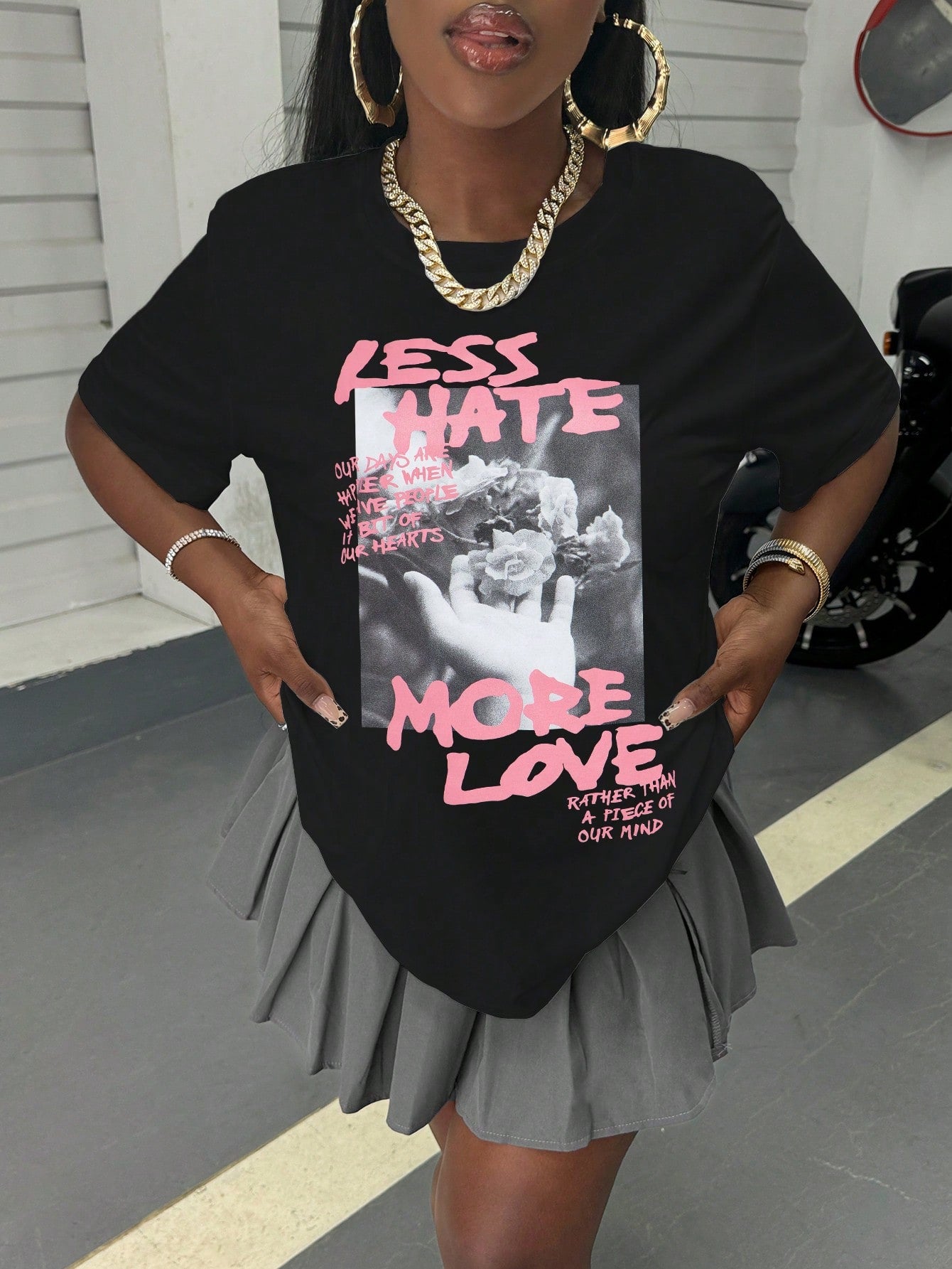 Slayr Round Neck Long Sleeve Letter Print Simple T-Shirt, Casual Daily Wear Graphic Tees Women Tops For Spring Outfit