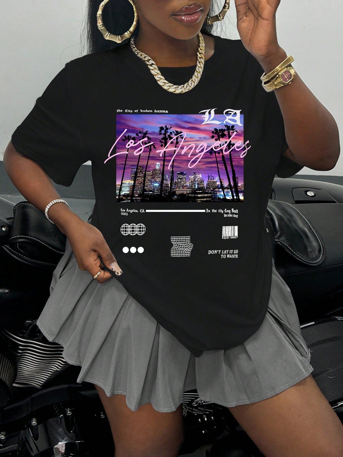 Slayr Round Neck Long Sleeve Letter Print Simple T-Shirt, Casual Daily Wear Graphic Tees Women Tops For Spring Outfit