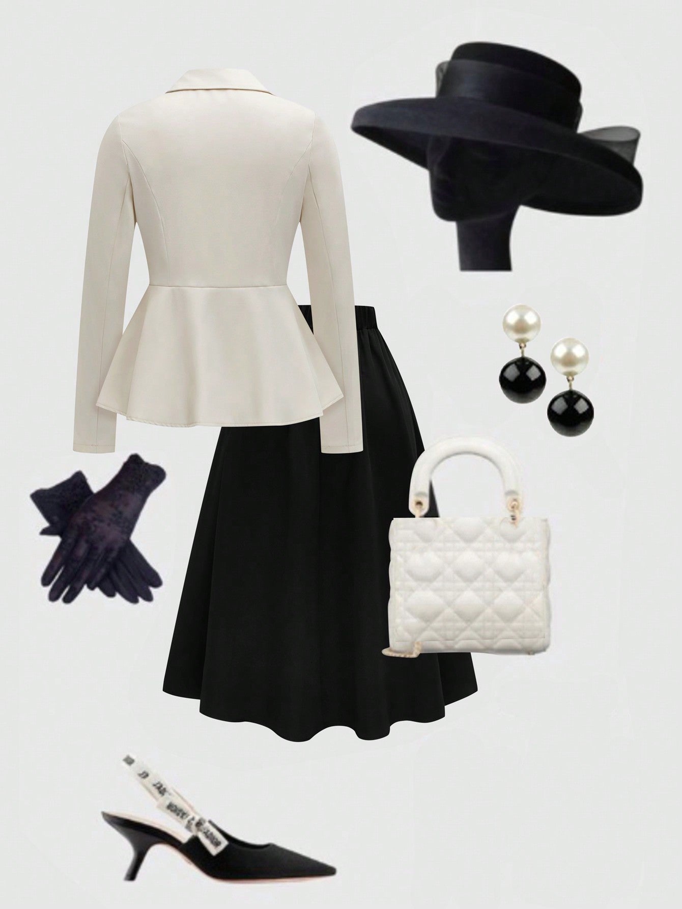 Clasi Plus Size Women Business Casual 2-Piece Set: Collared Waist Cinched Blazer & Pleated Mid-Length Skirt