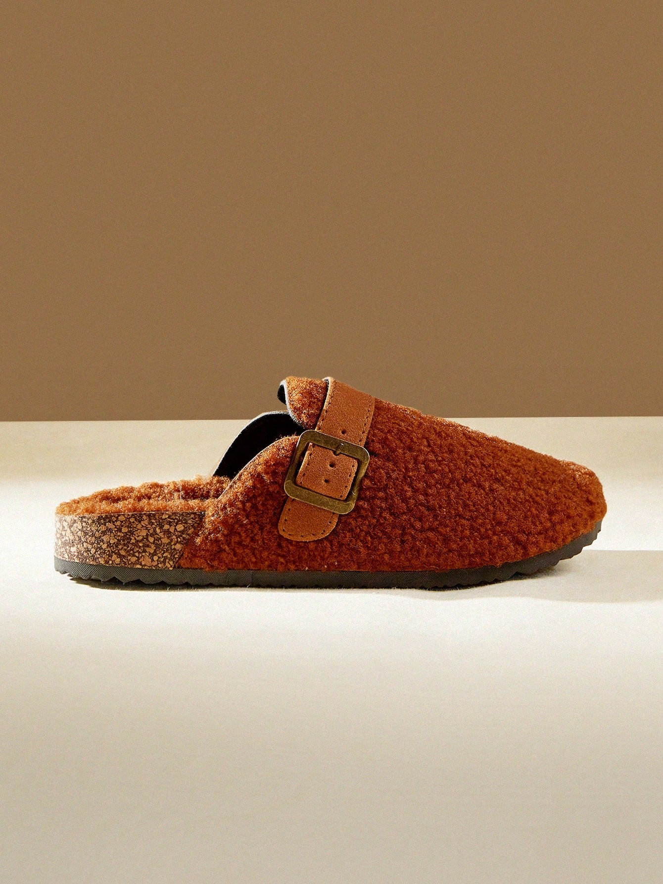 Solecia Women's Round Flat Apricot Toe Slip On Fluffy Slippers With Buckle Decor, Suitable For Indoor And Outdoor For Summer Vacation Shoes Summer Sale Back To School Shoes College Student Shoes Christmas Fall New Year Holiday