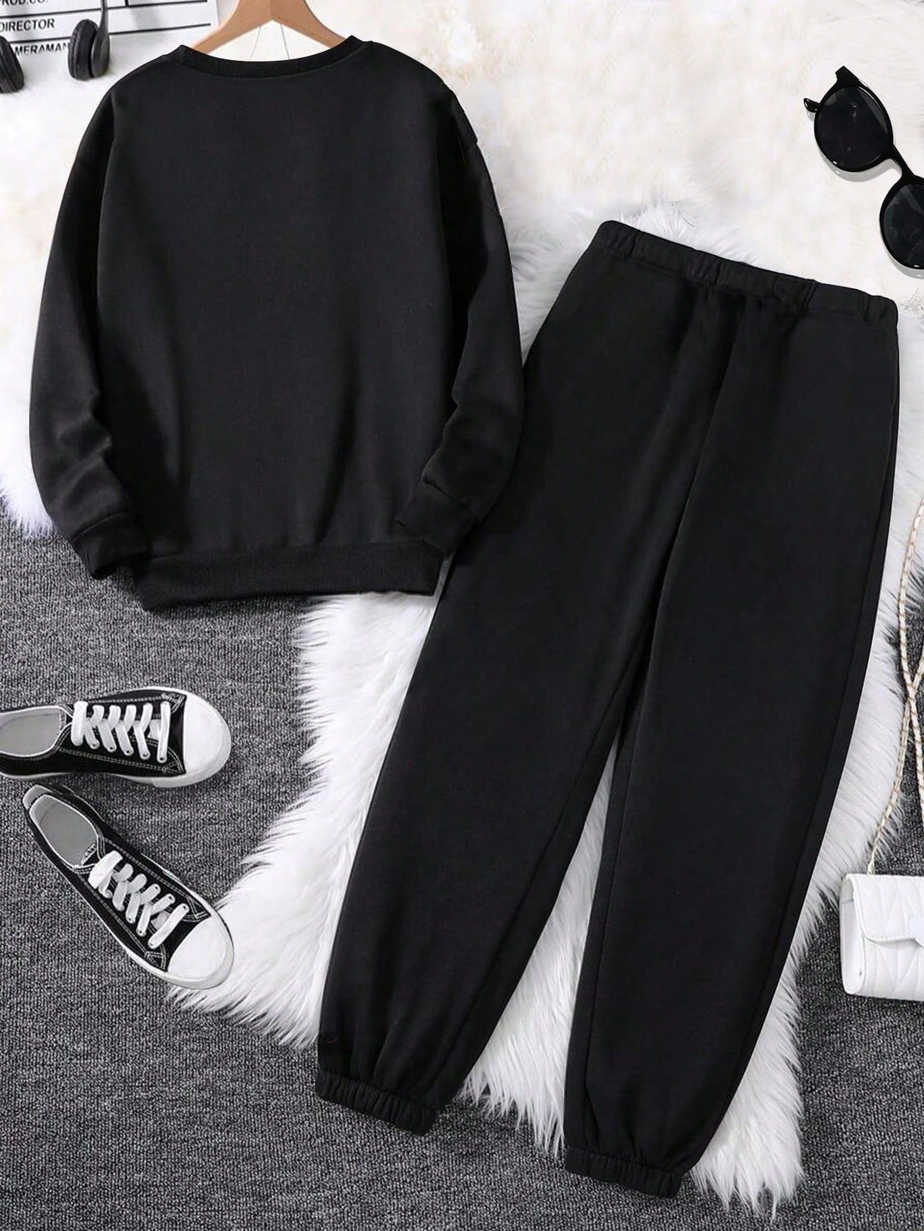 MOOSTA Milan Letter Print Women Plus Size Casual Fashion Crew Neck Sweatshirt And Sweatpants Sports Suit