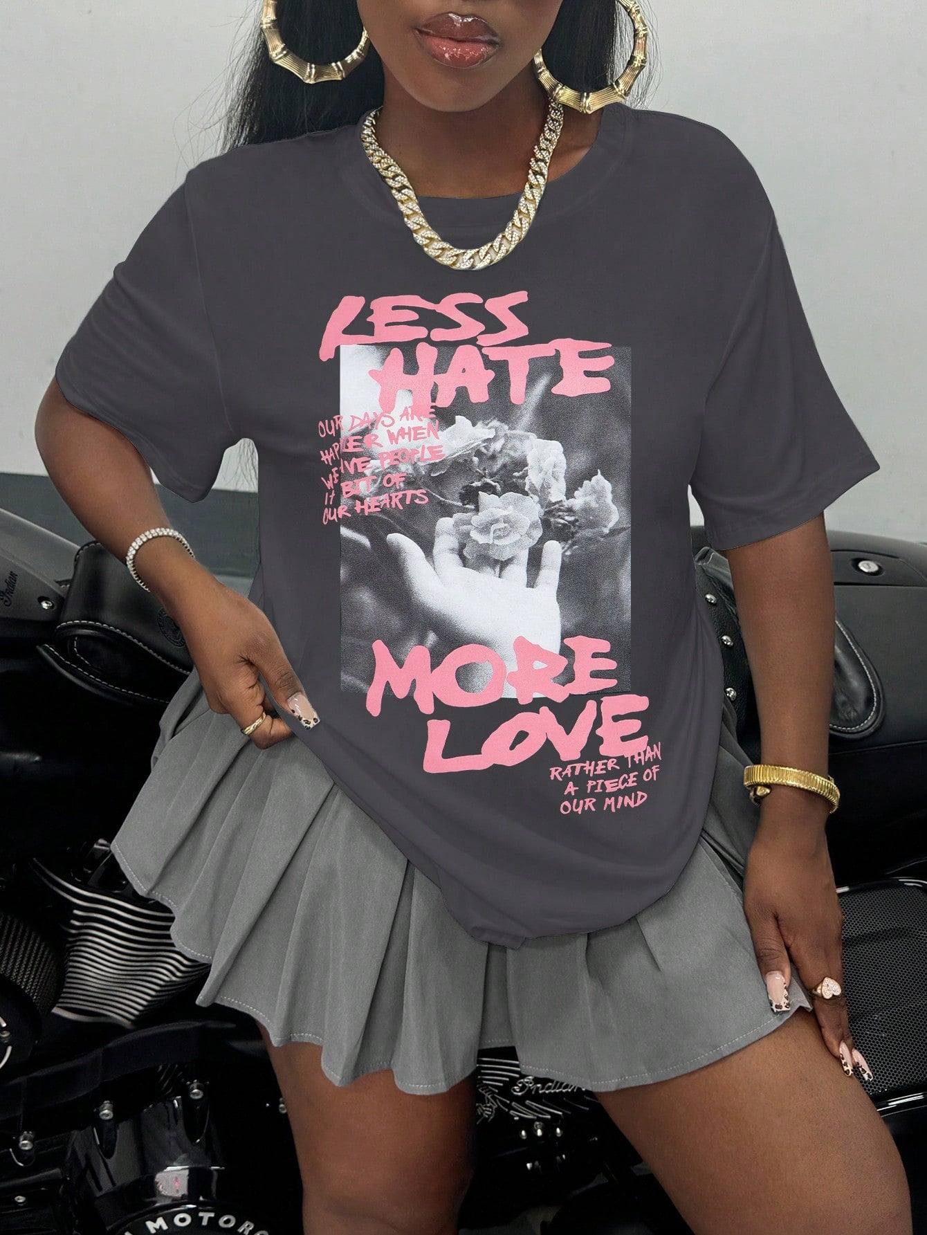 Slayr Round Neck Long Sleeve Letter Print Simple T-Shirt, Casual Daily Wear Graphic Tees Women Tops For Spring Outfit