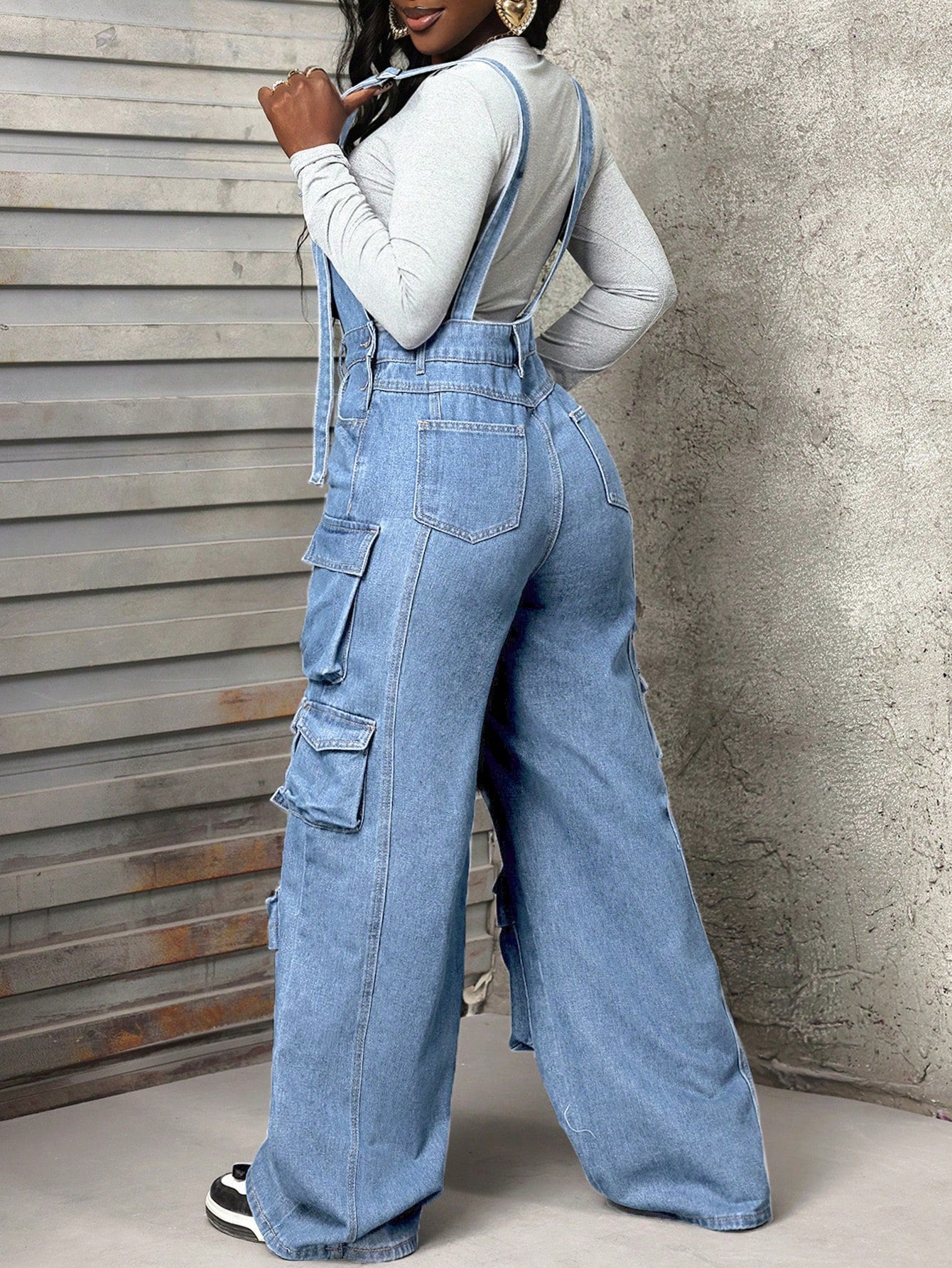 Slayr Women's Multi Pockets Casual All-Match Denim Bib Pants