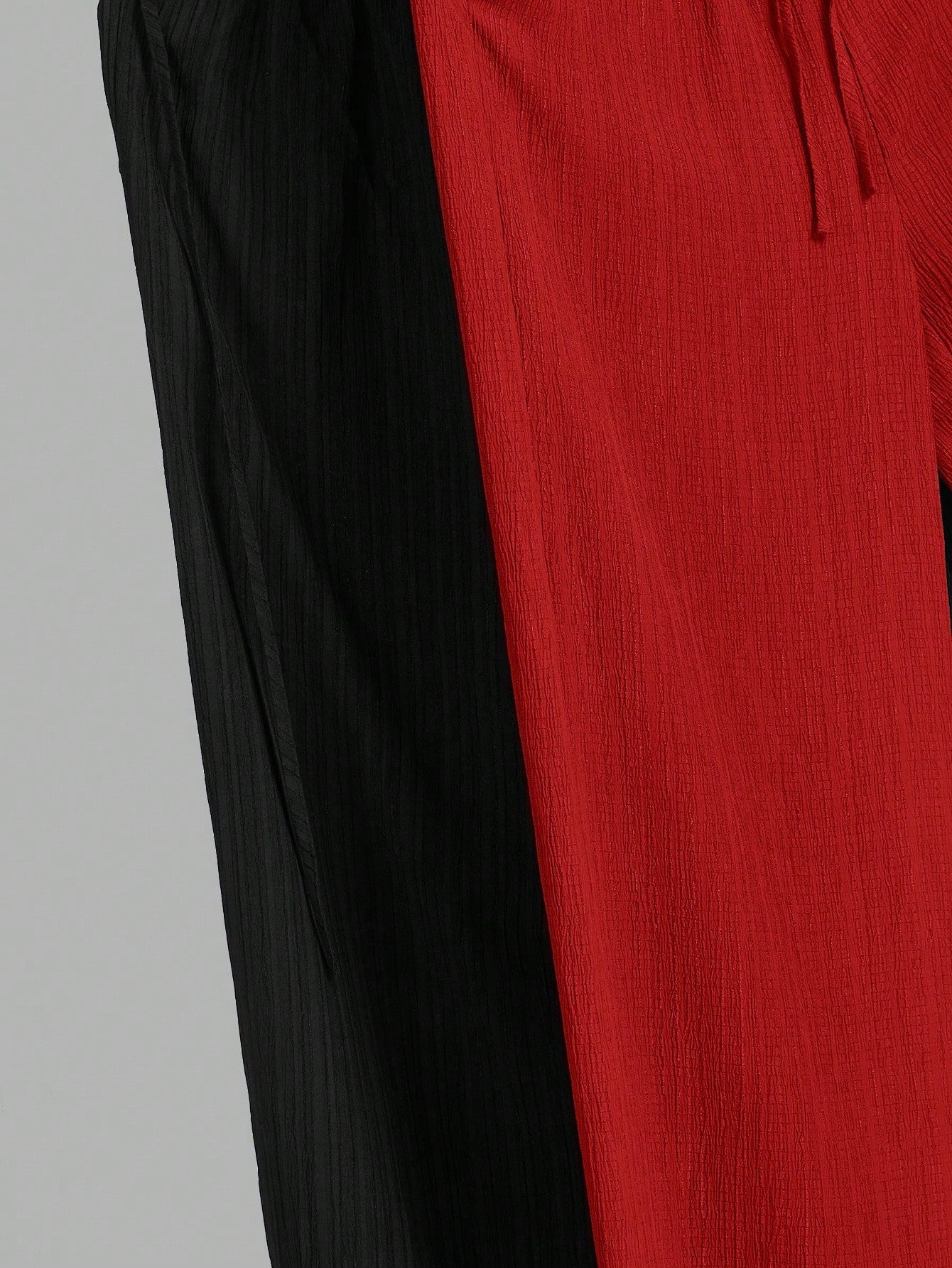 Essnce Women Solid Color Waist Tie Loose Casual 3-Piece Set, Wide Leg Pants