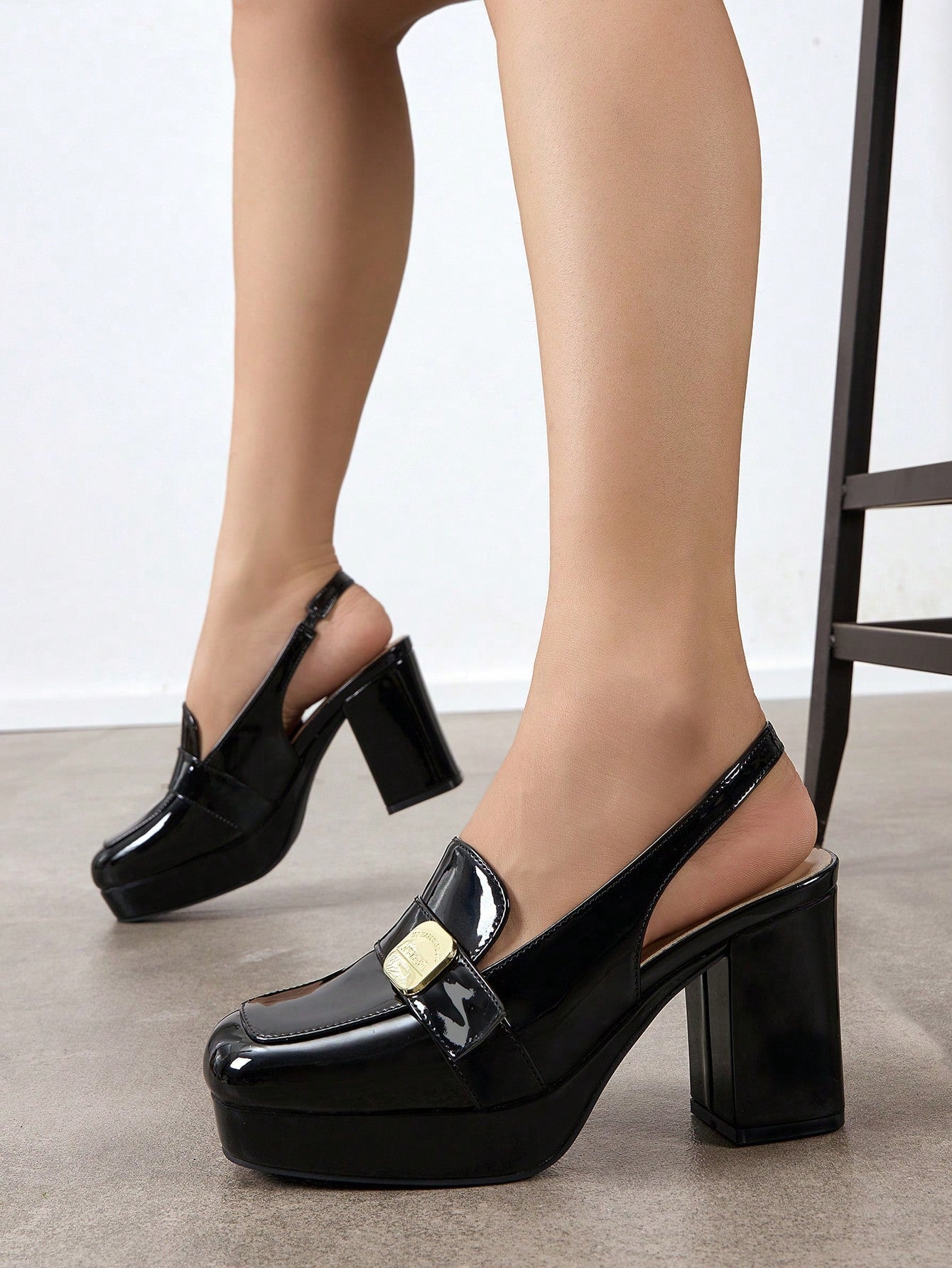 Women's Round Toe High Heel Platform Oxfords - Black, Stylish & Comfortable Platform Thick Heel Dress Shoes For Party, Christmas, Wedding, Dancing