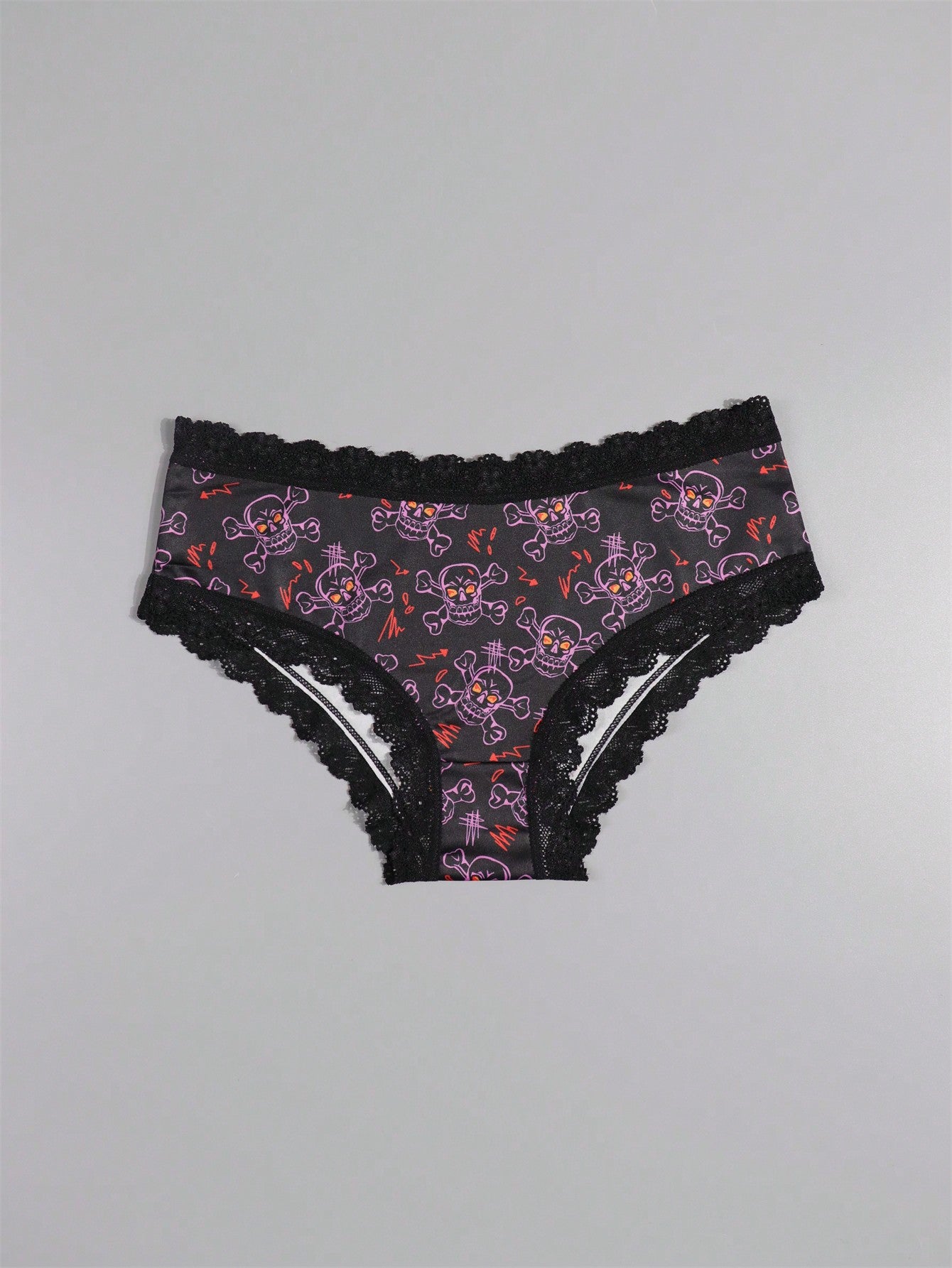 Morvia 10pcs Women Sexy Gothic Chic Low-Rise Hipsters - Contrast Lace, Allover Halloween Skull & Eyeballs & Stars & Jack-O-Lanterns Allover Print, Comfortable Hipster Panties For Women - Halloween Lingerie & Underwear-Comfortable, Assorted Styles, Perfec